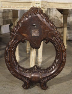 Oversized French Carved Walnut Study of a Bronze Door Knocker, 19th Century