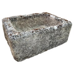 Diminutive Antique French Hand Carved Stone Trough Planter from Provence