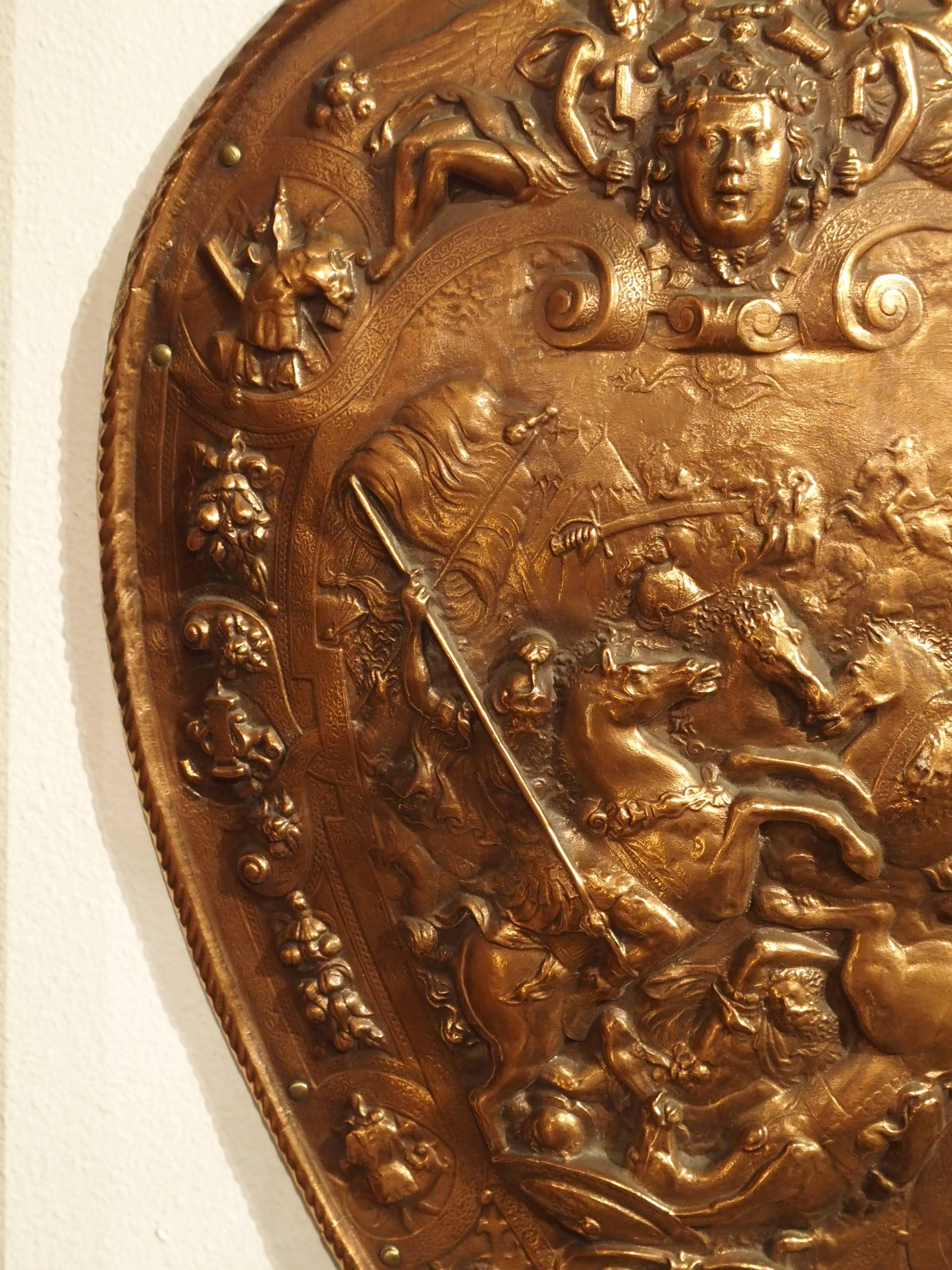Copper Parade Shield from France, 1900s 1