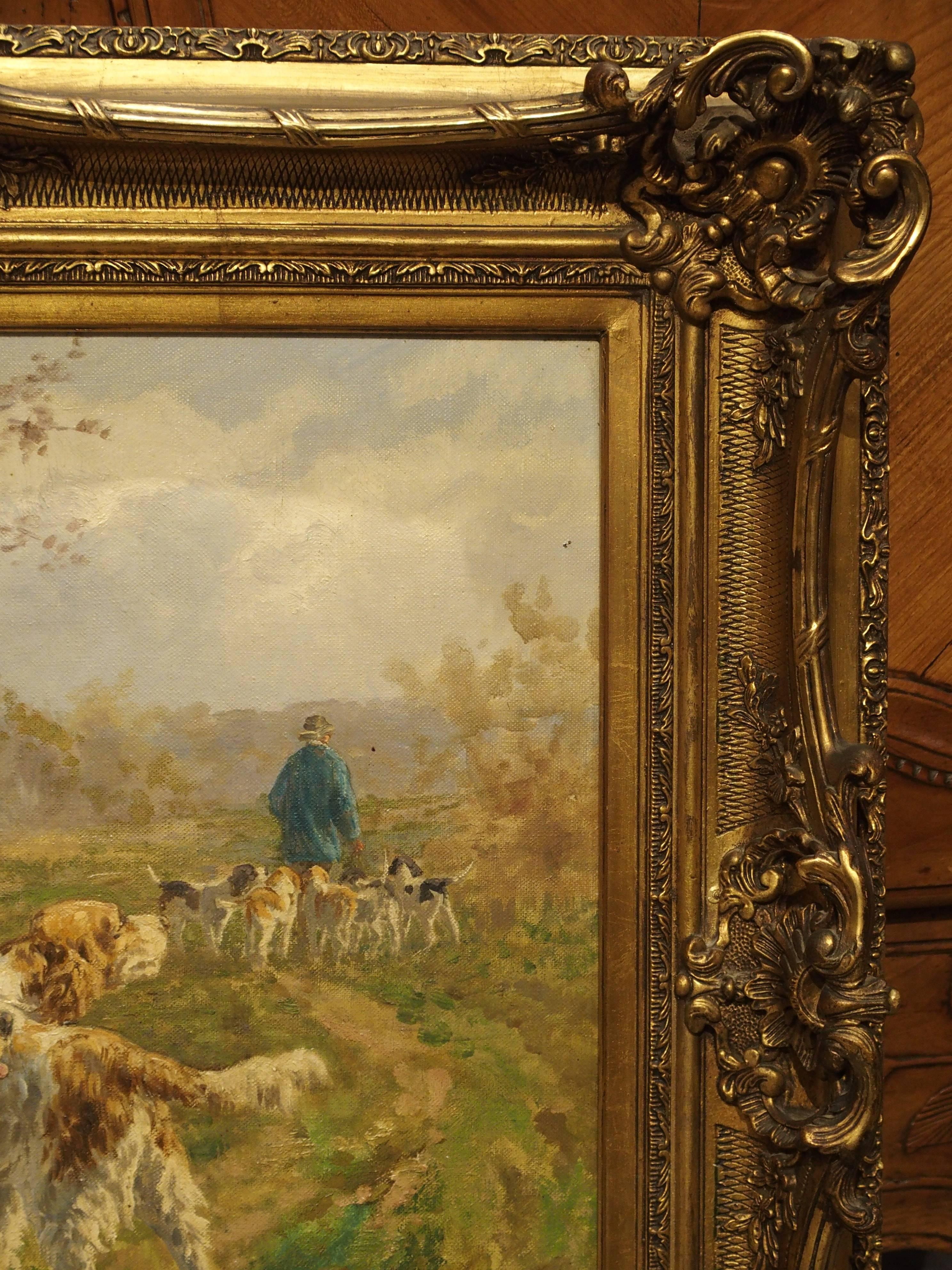 Canvas Antique French Oil Painting, Signed Marie Calves, Early 1900s