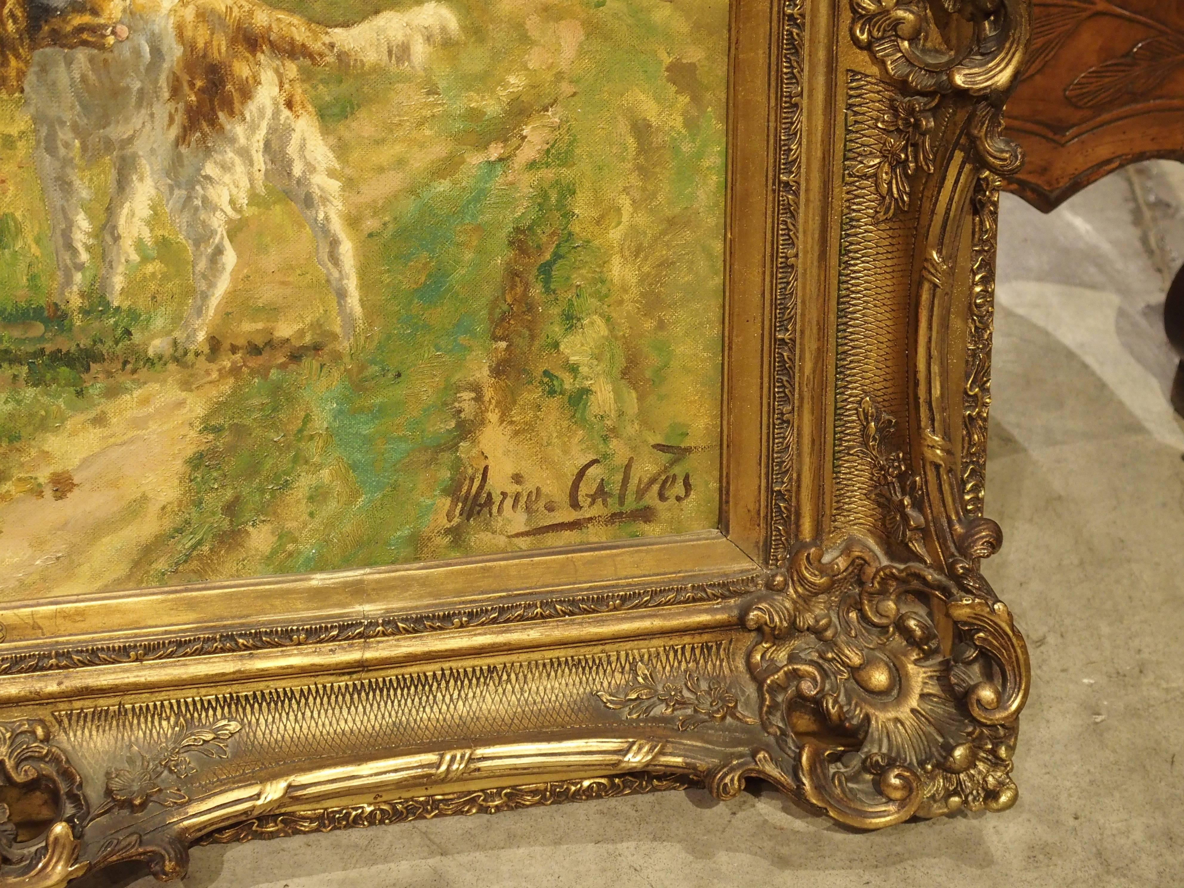 Antique French Oil Painting, Signed Marie Calves, Early 1900s 1