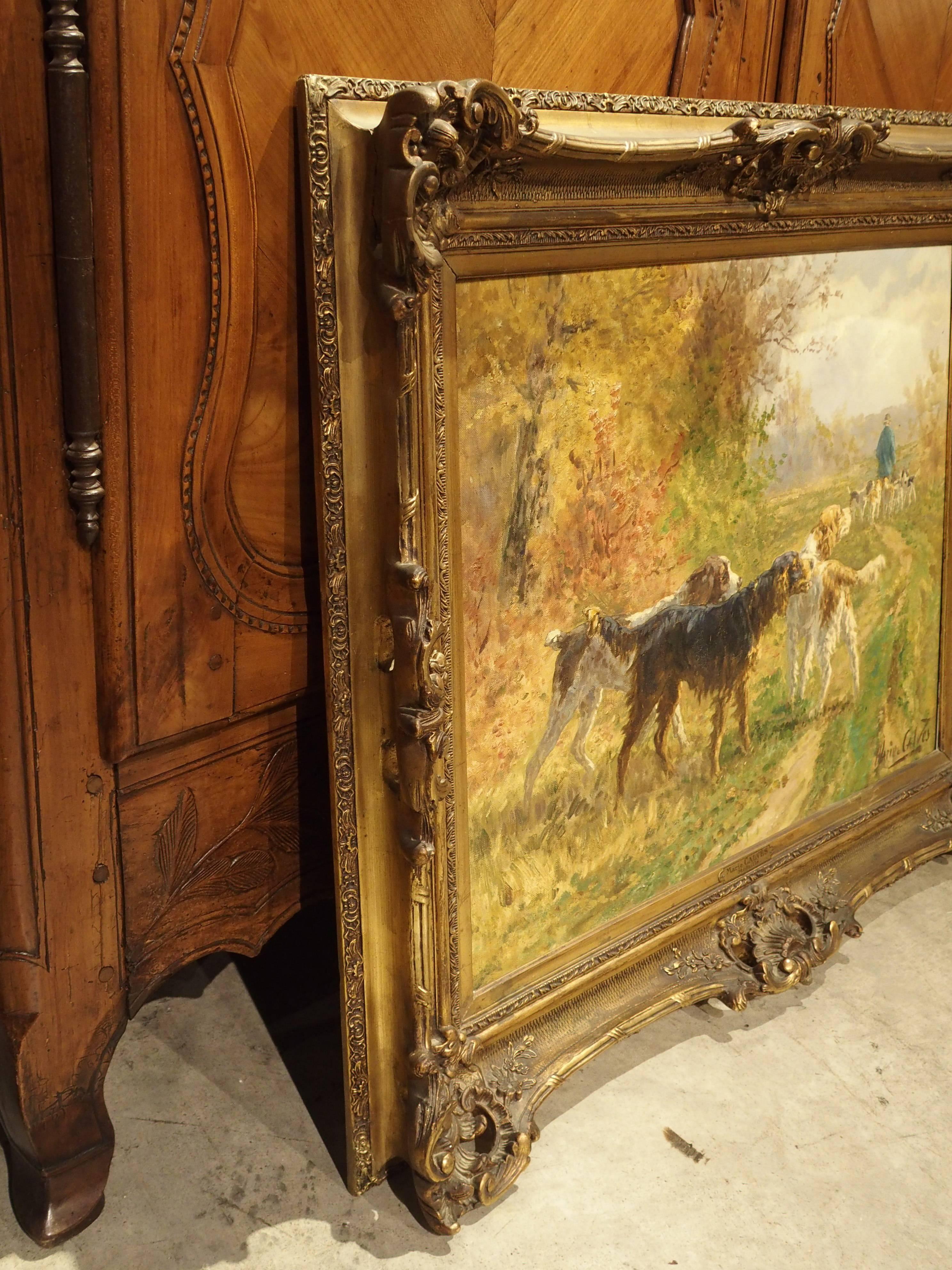 Antique French Oil Painting, Signed Marie Calves, Early 1900s 3