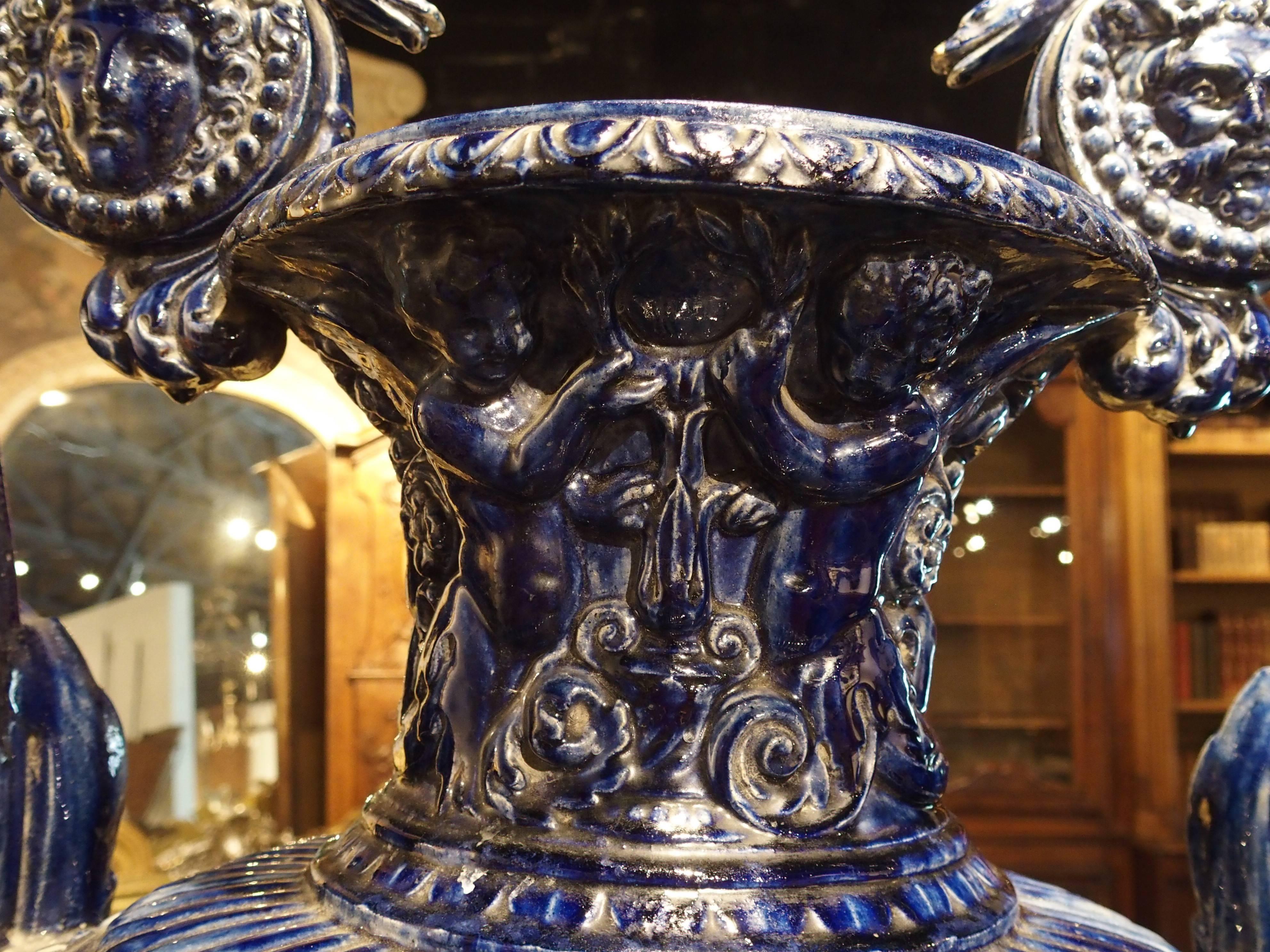 Large 19th Century Glazed Terracotta Vase from France 5