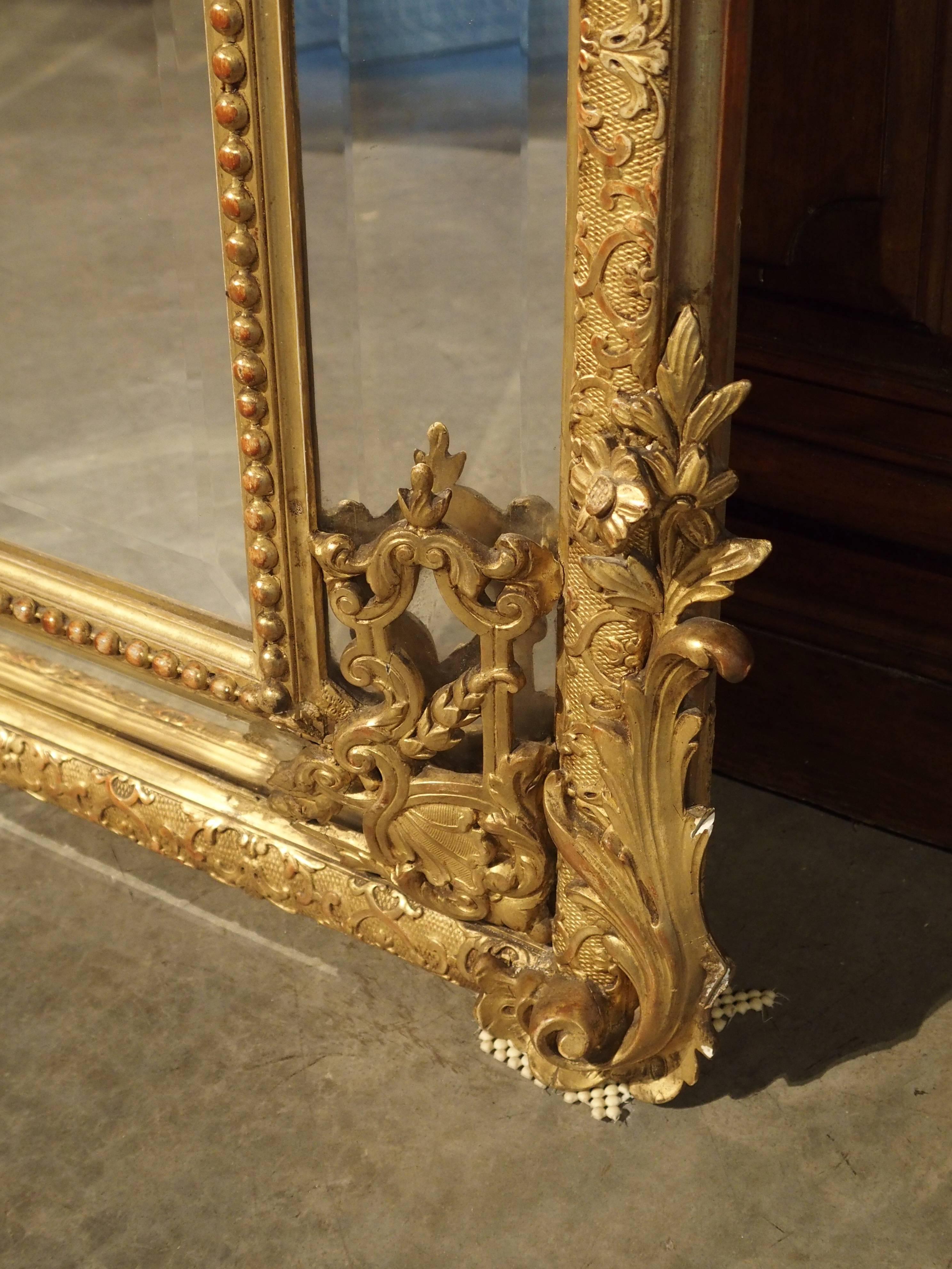 Antique Louis XVI Style Giltwood Parcloses Mirror from France, 1800s 1