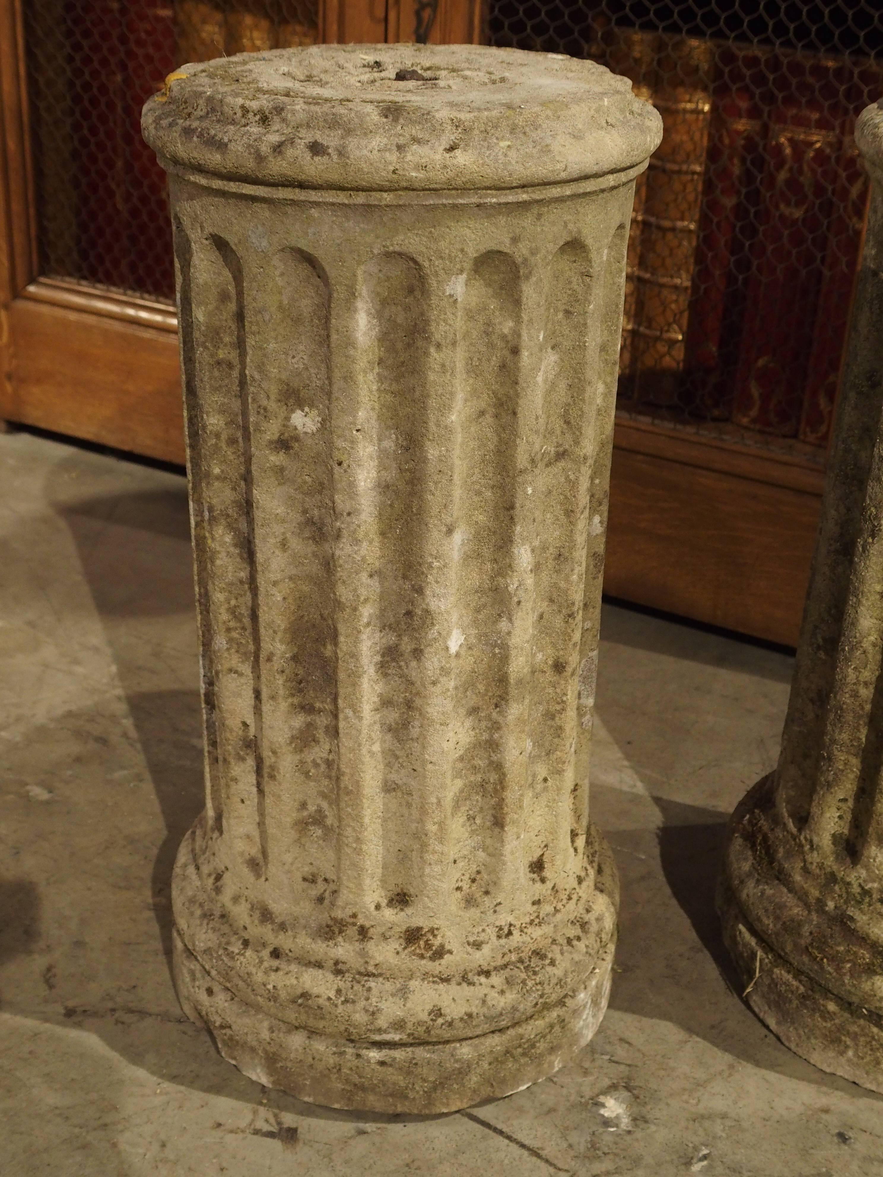 Carved Pair of Small Period Louis XVI Stone Columns, circa 1785