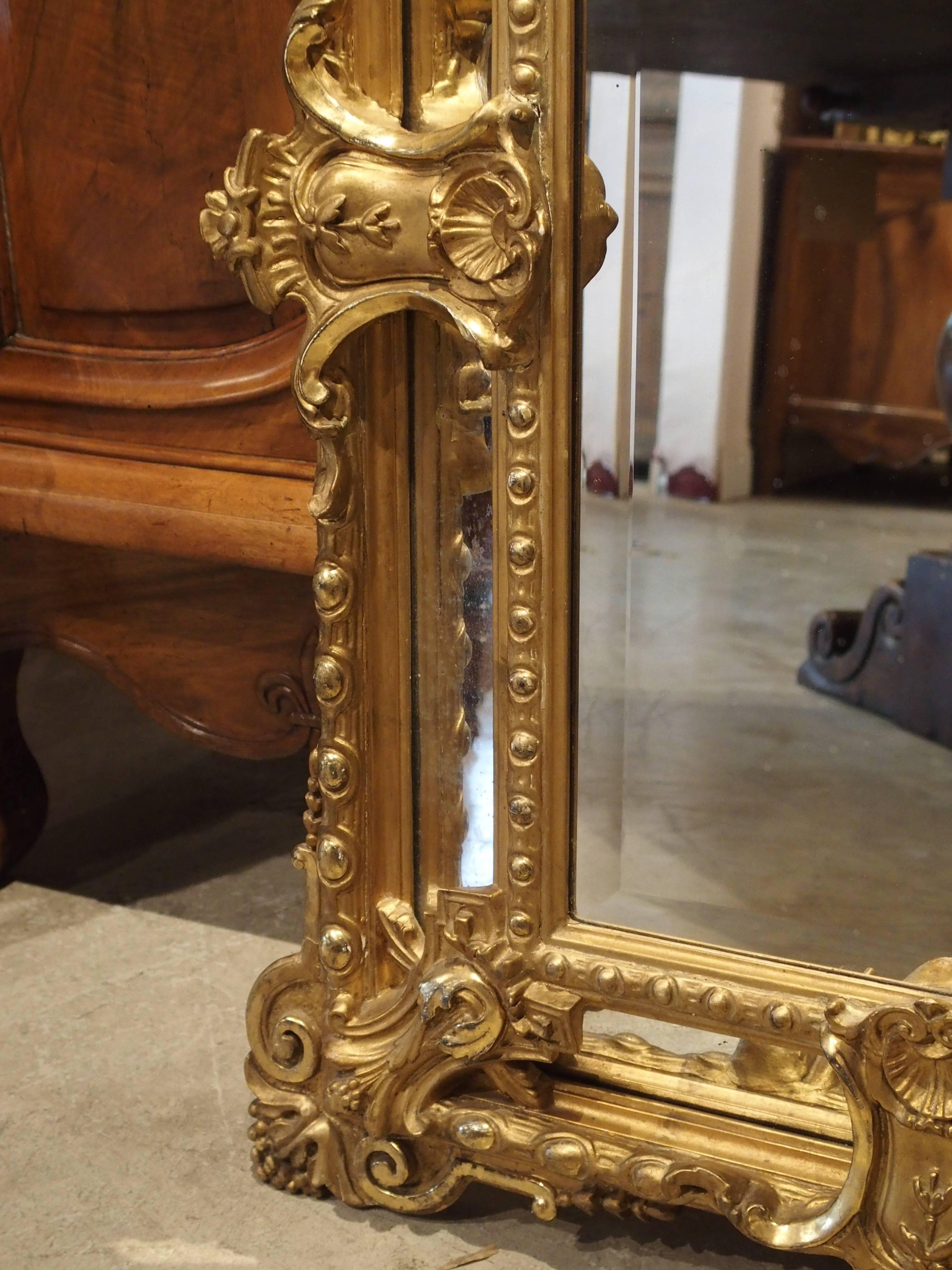 Antique Gilded Louis XV Style Mirror, 19th Century In Good Condition In Dallas, TX