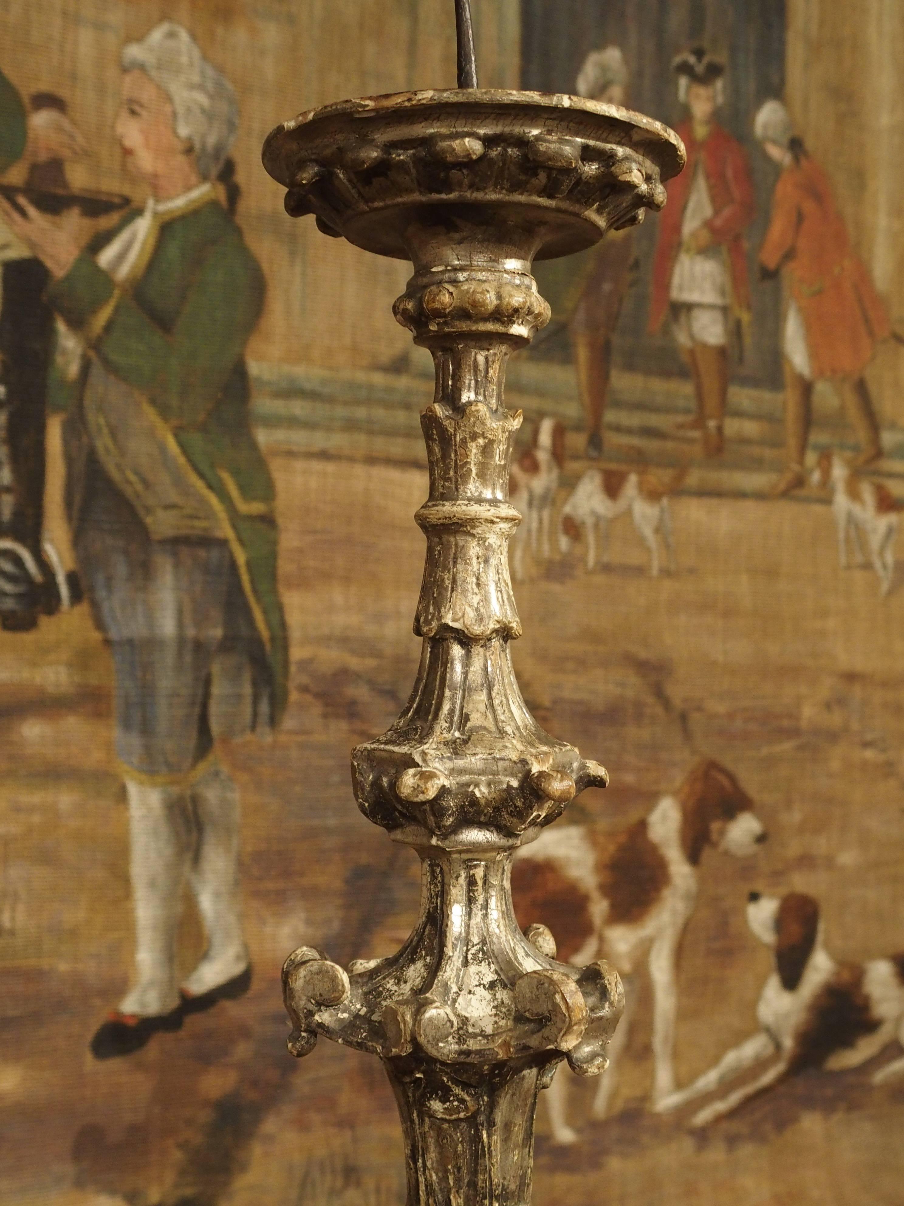 Pair of 17th Century Italian Giltwood Candlesticks 3
