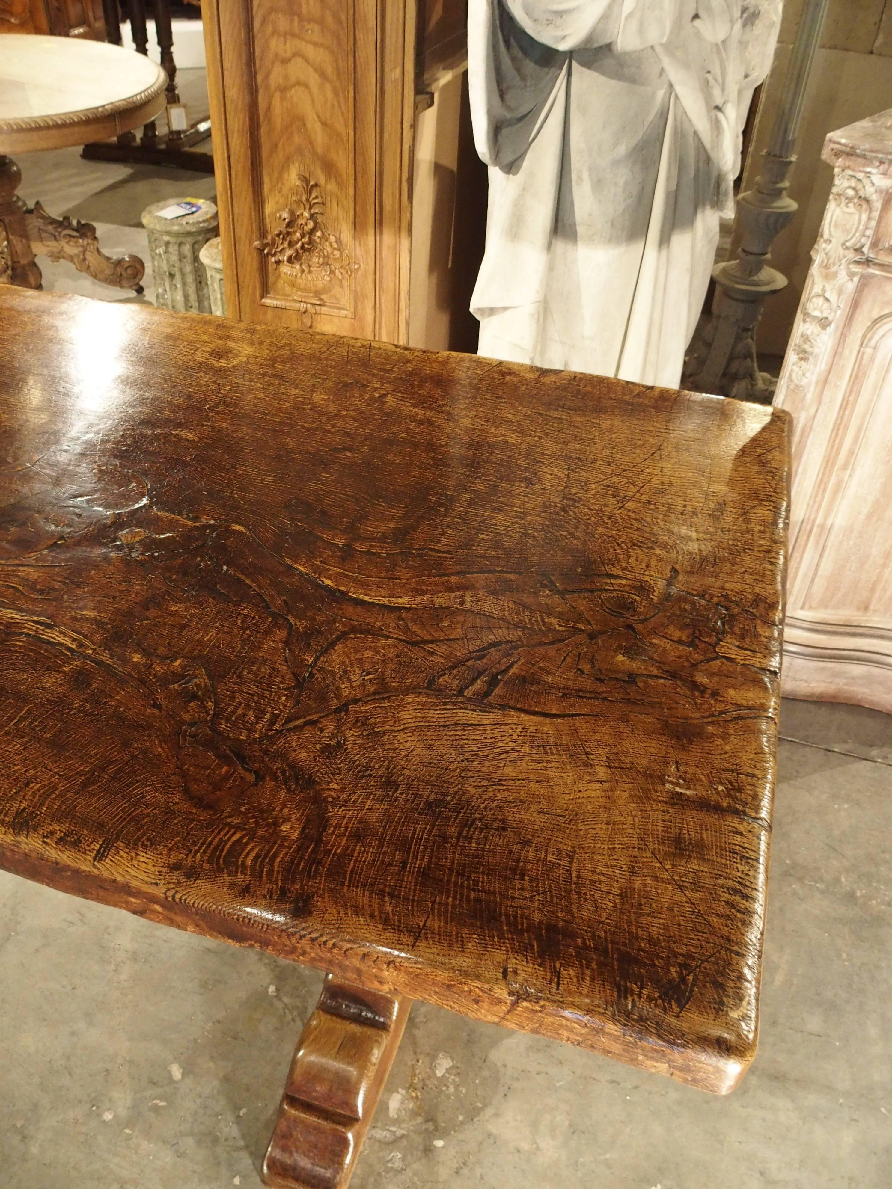 French Antique Oak Single Board Dining Table from France, Late 1800s