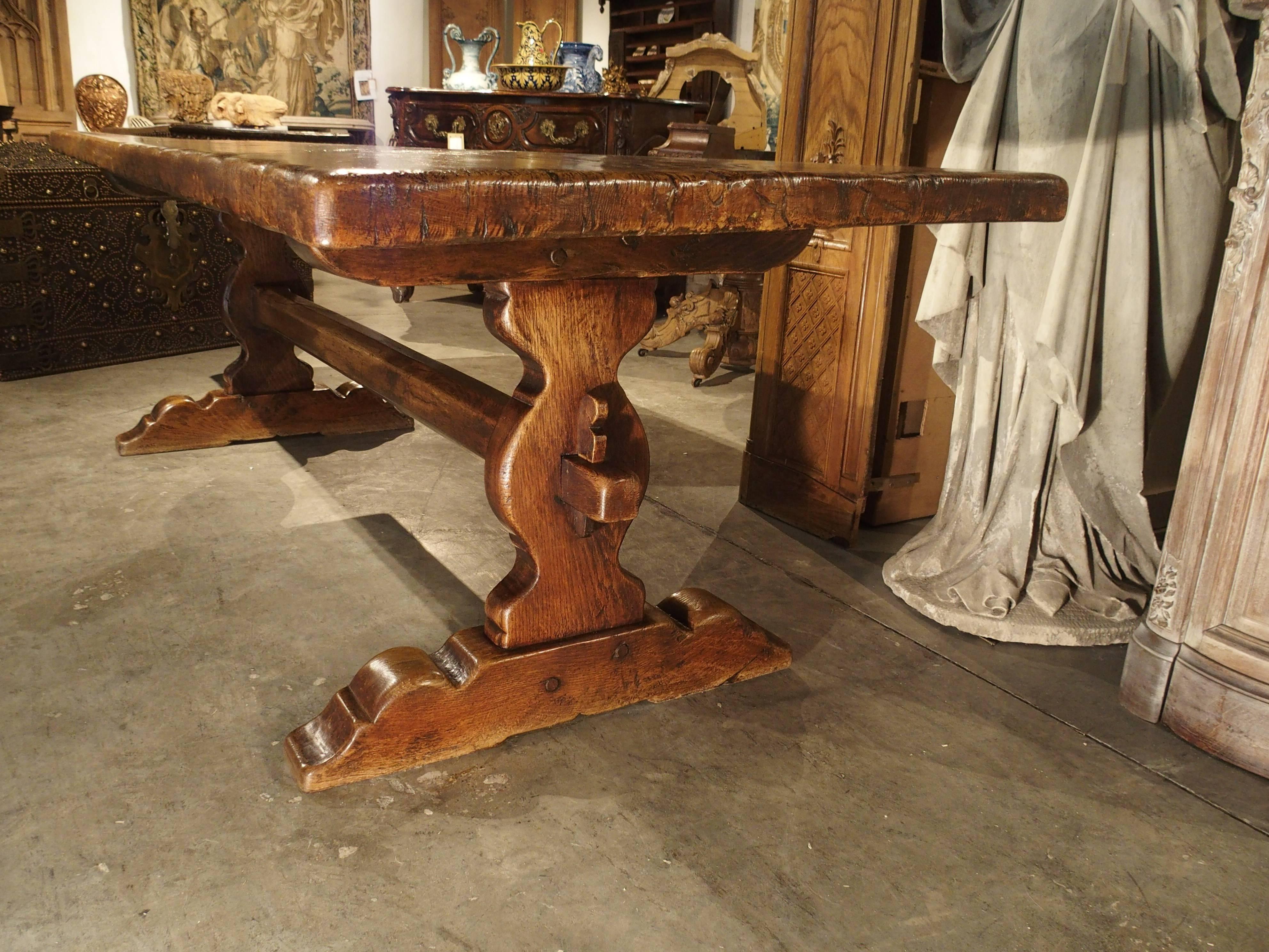 Antique Oak Single Board Dining Table from France, Late 1800s In Good Condition In Dallas, TX