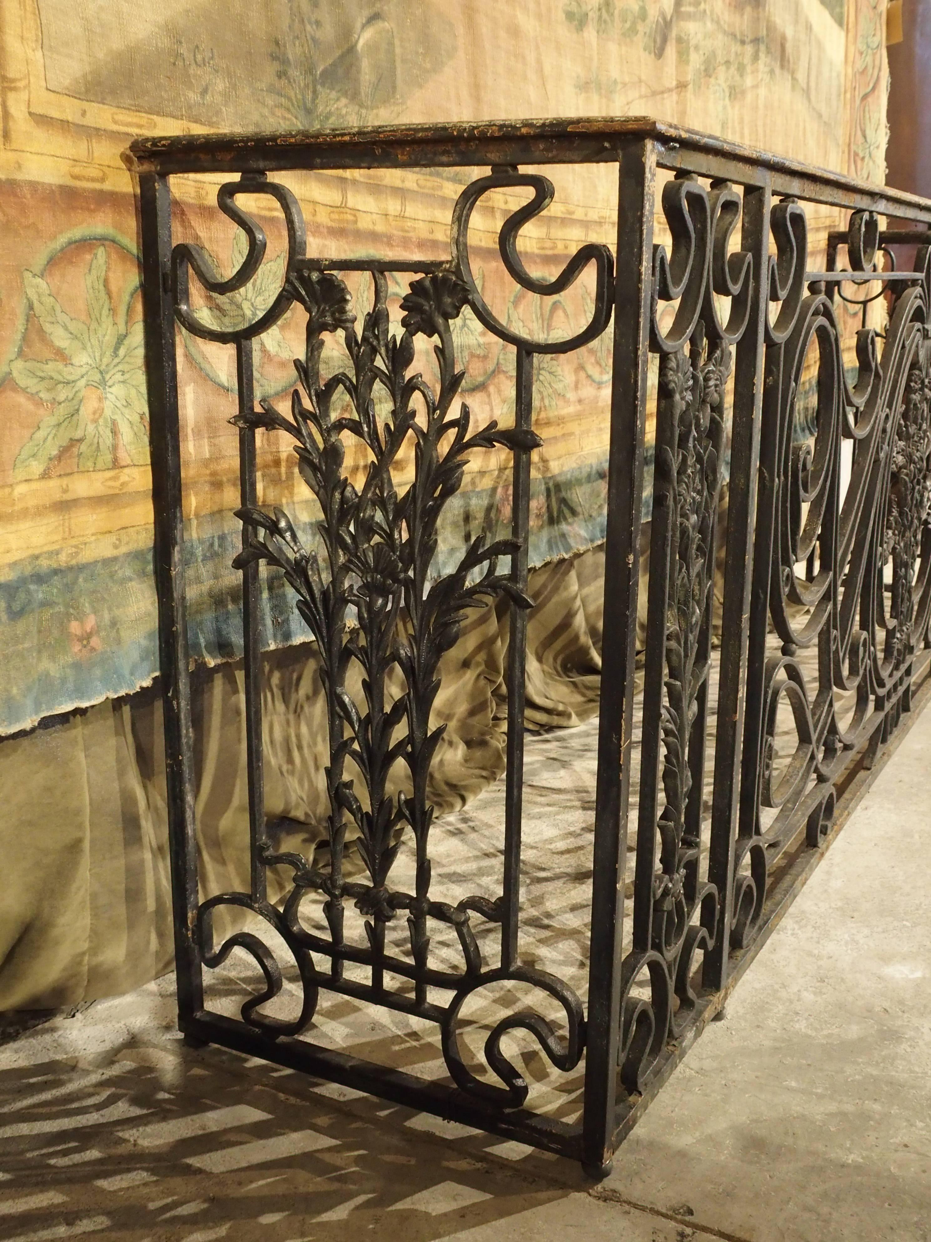 Antique Forged and Cast Iron French Balcony Gate/Console, circa 1900 In Excellent Condition In Dallas, TX