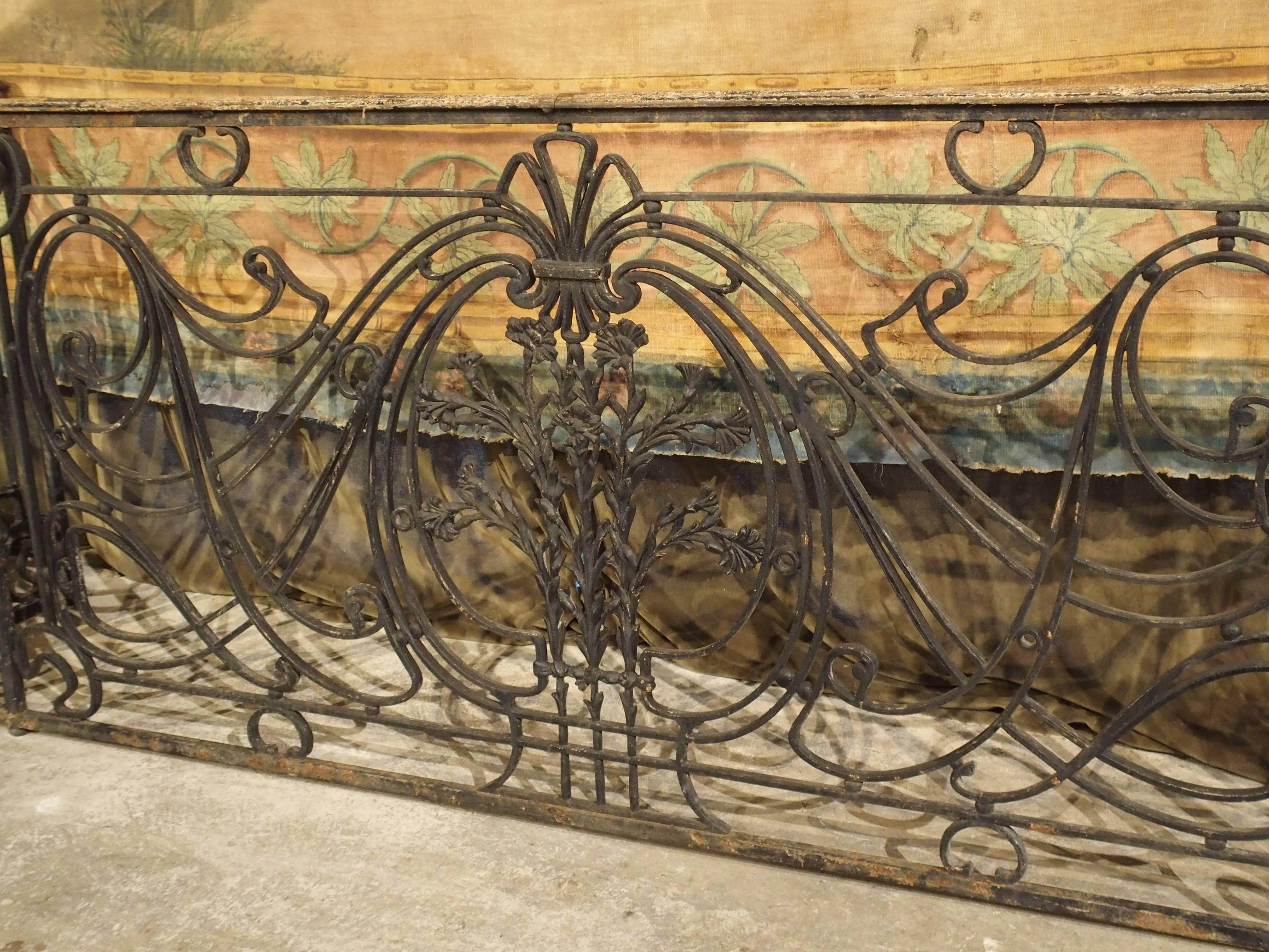Early 20th Century Antique Forged and Cast Iron French Balcony Gate/Console, circa 1900