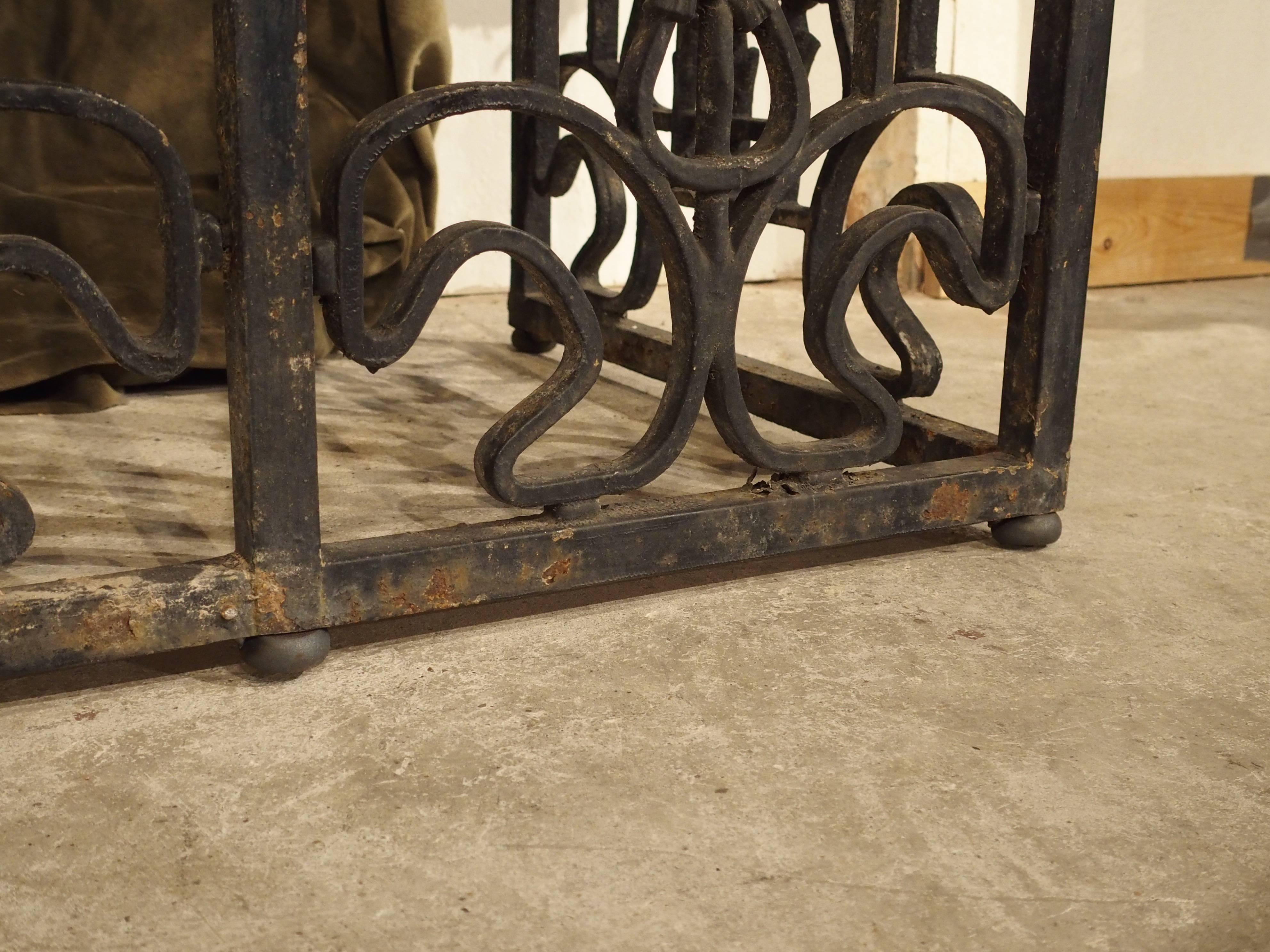 Antique Forged and Cast Iron French Balcony Gate/Console, circa 1900 1