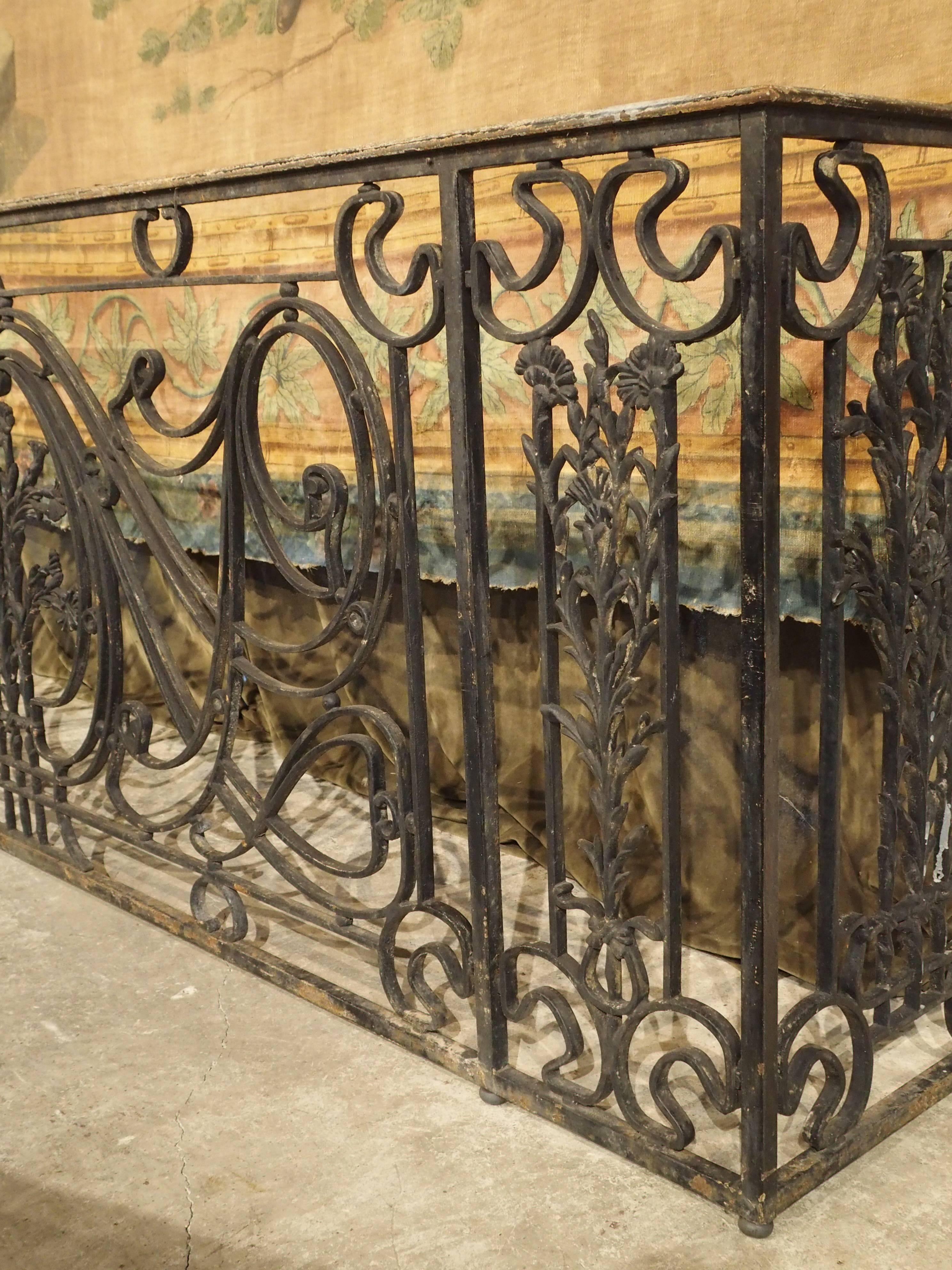 Antique Forged and Cast Iron French Balcony Gate/Console, circa 1900 2