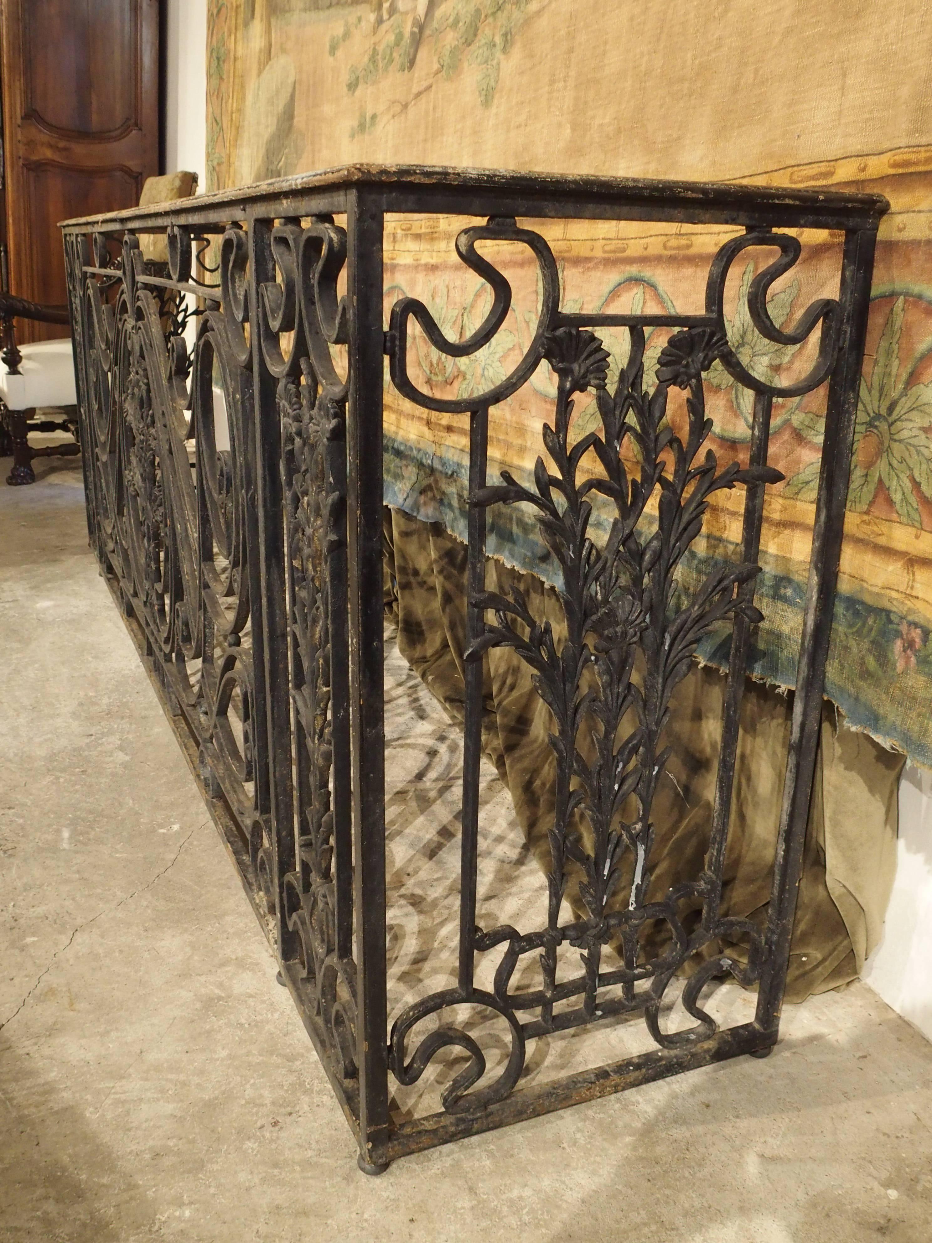 Antique Forged and Cast Iron French Balcony Gate/Console, circa 1900 3