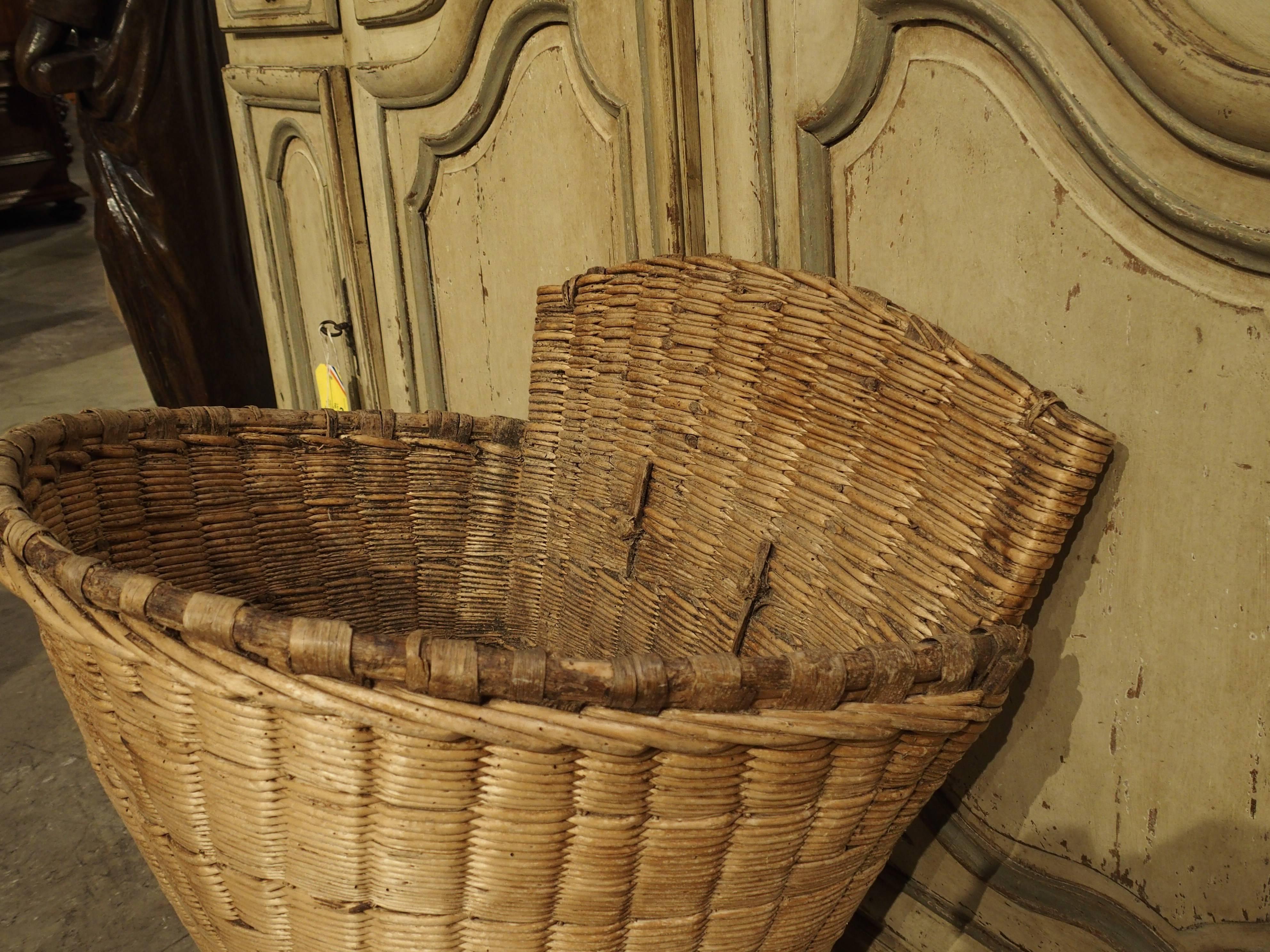 French Antique Wine Grape Basket from France, circa 1900