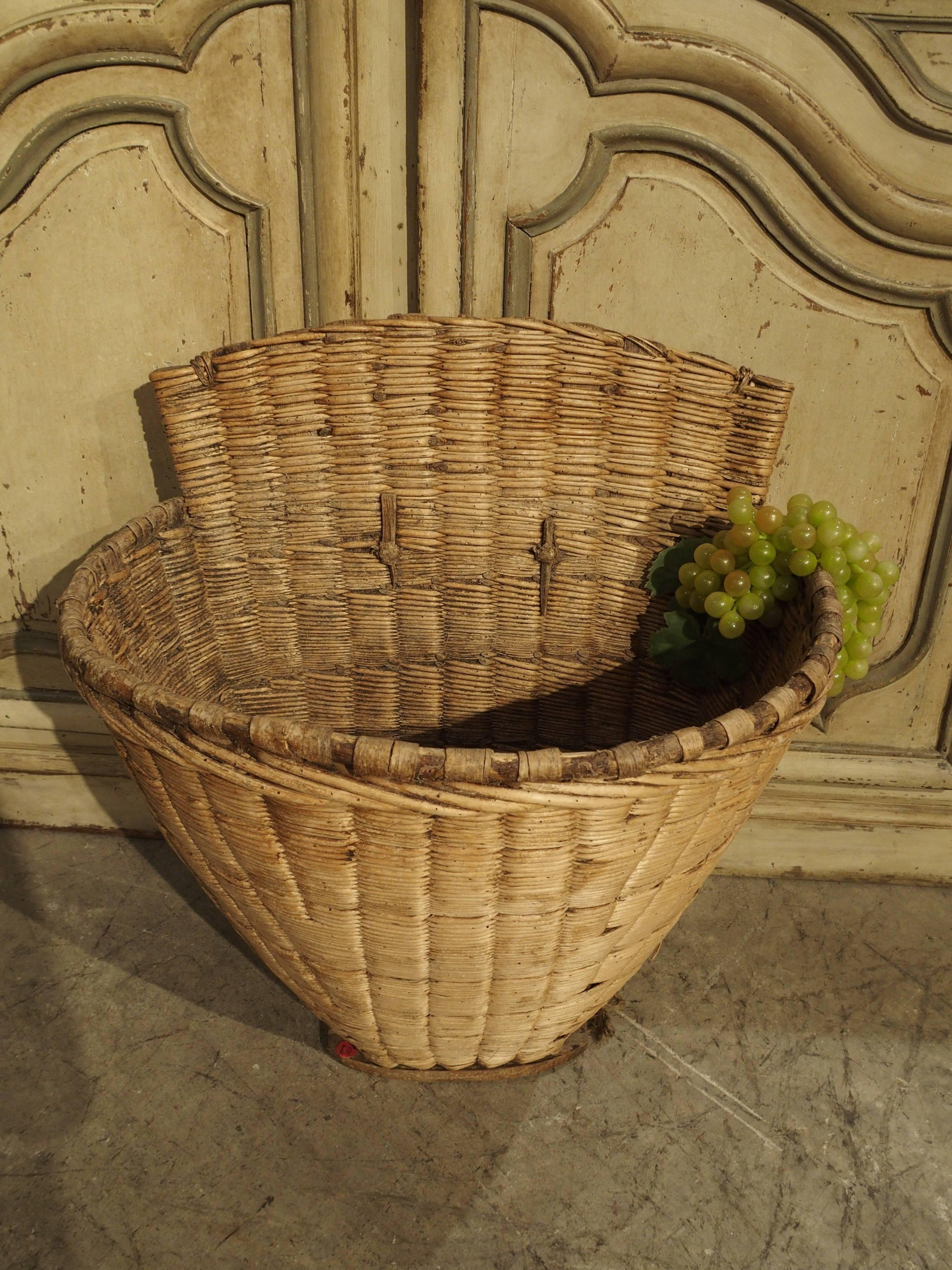 Antique Wine Grape Basket from France, circa 1900 In Good Condition In Dallas, TX