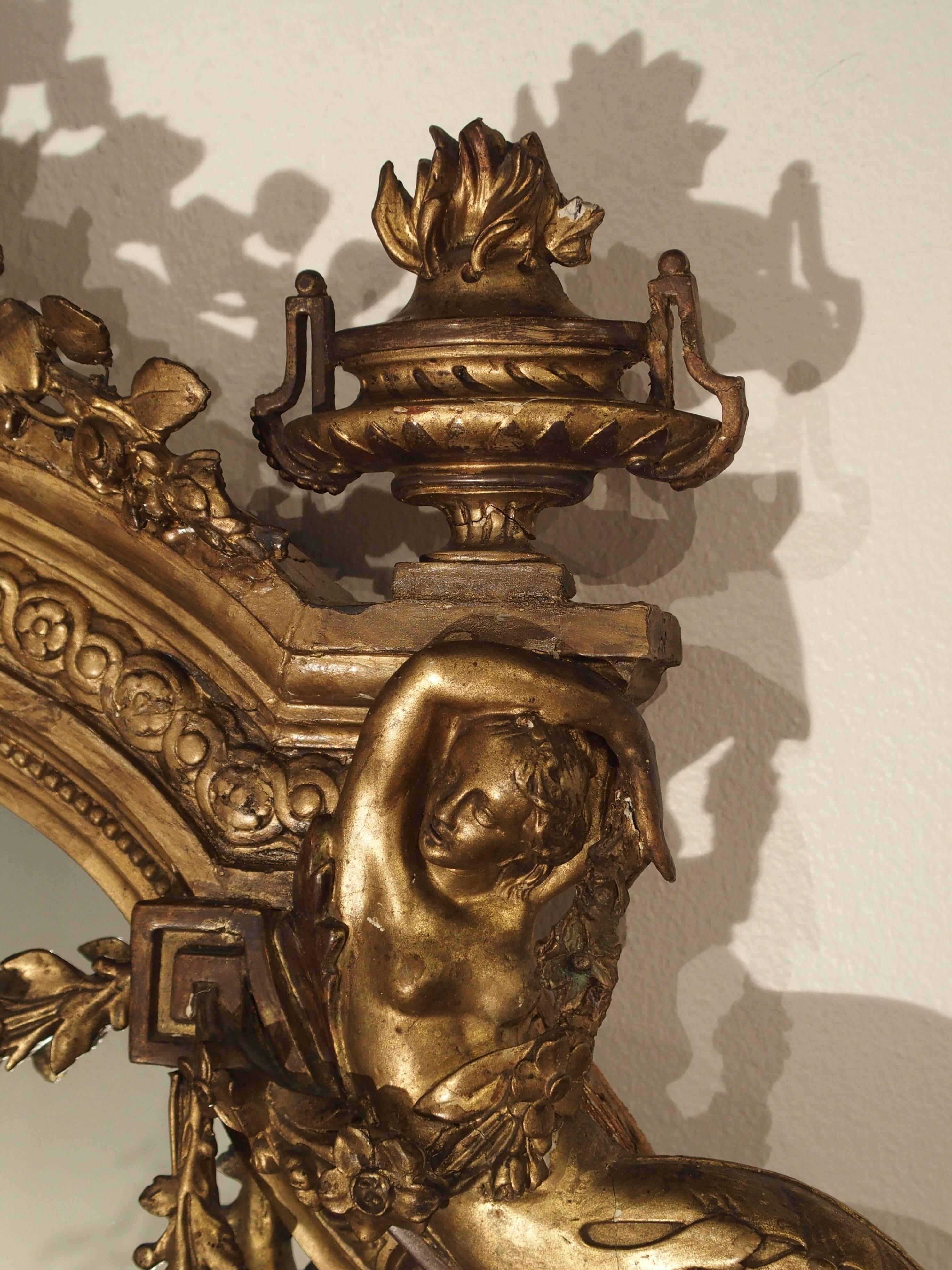 Late 19th Century Antique Giltwood Louis XVI Style Mirror from France, circa 1870