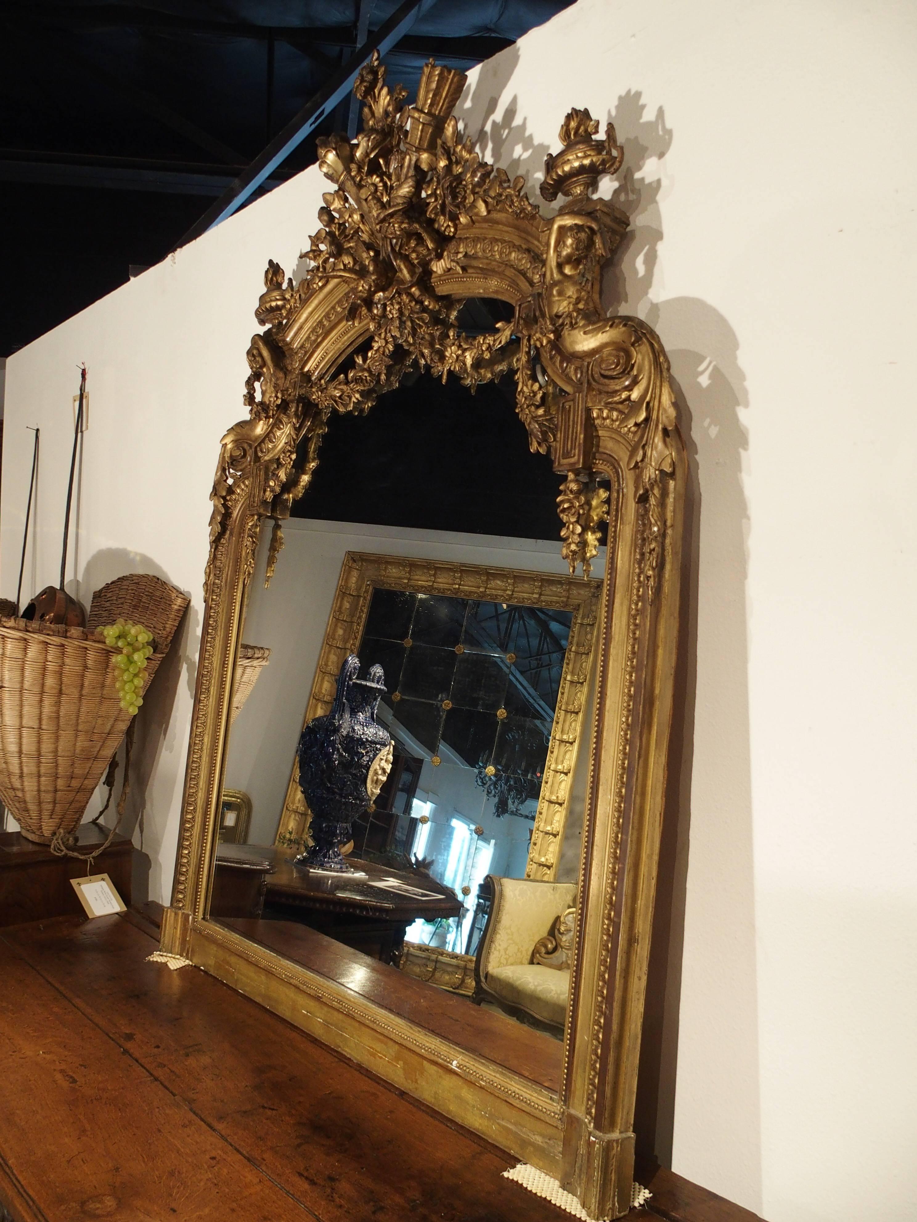 Antique Giltwood Louis XVI Style Mirror from France, circa 1870 2