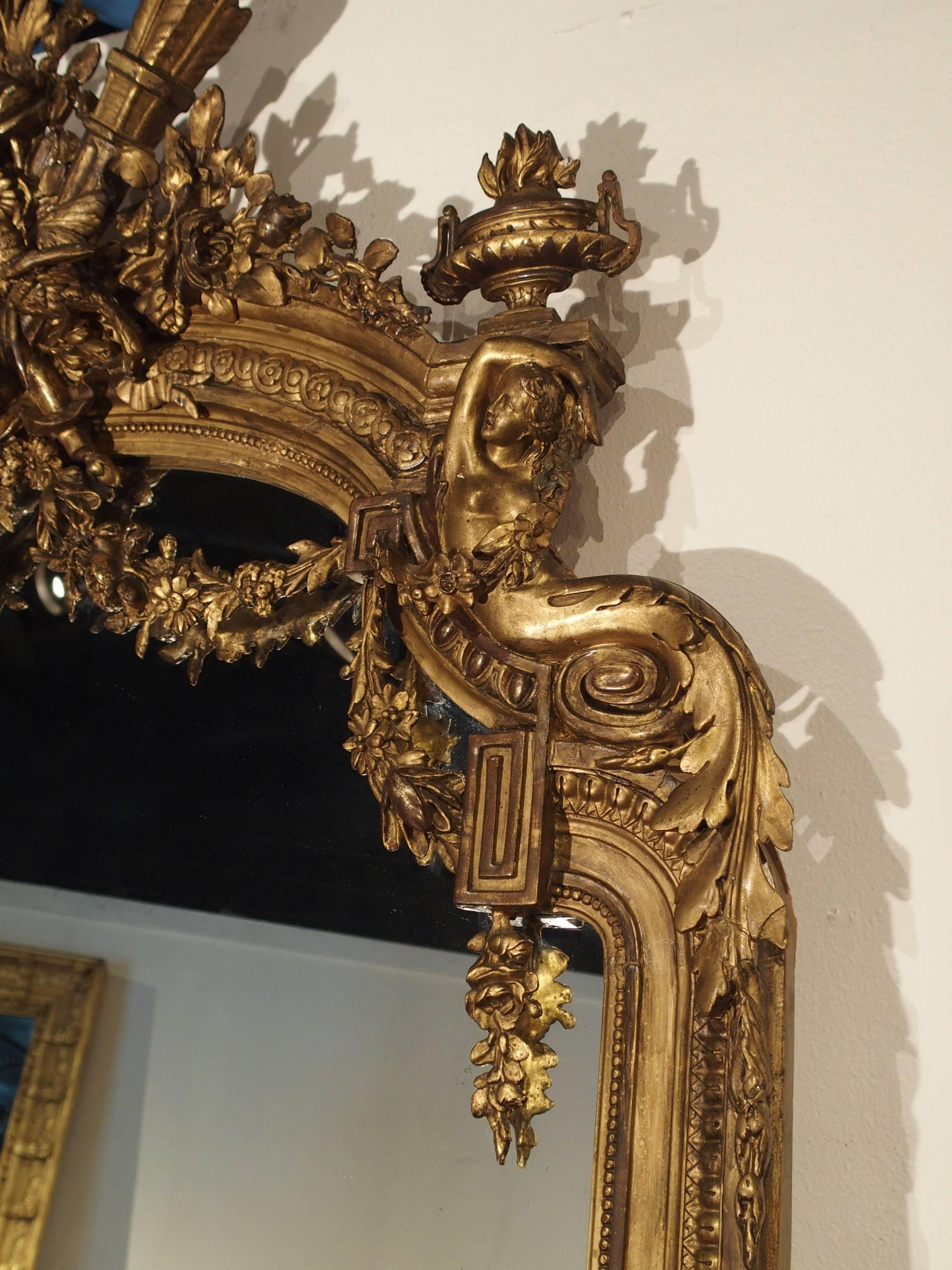 Antique Giltwood Louis XVI Style Mirror from France, circa 1870 4