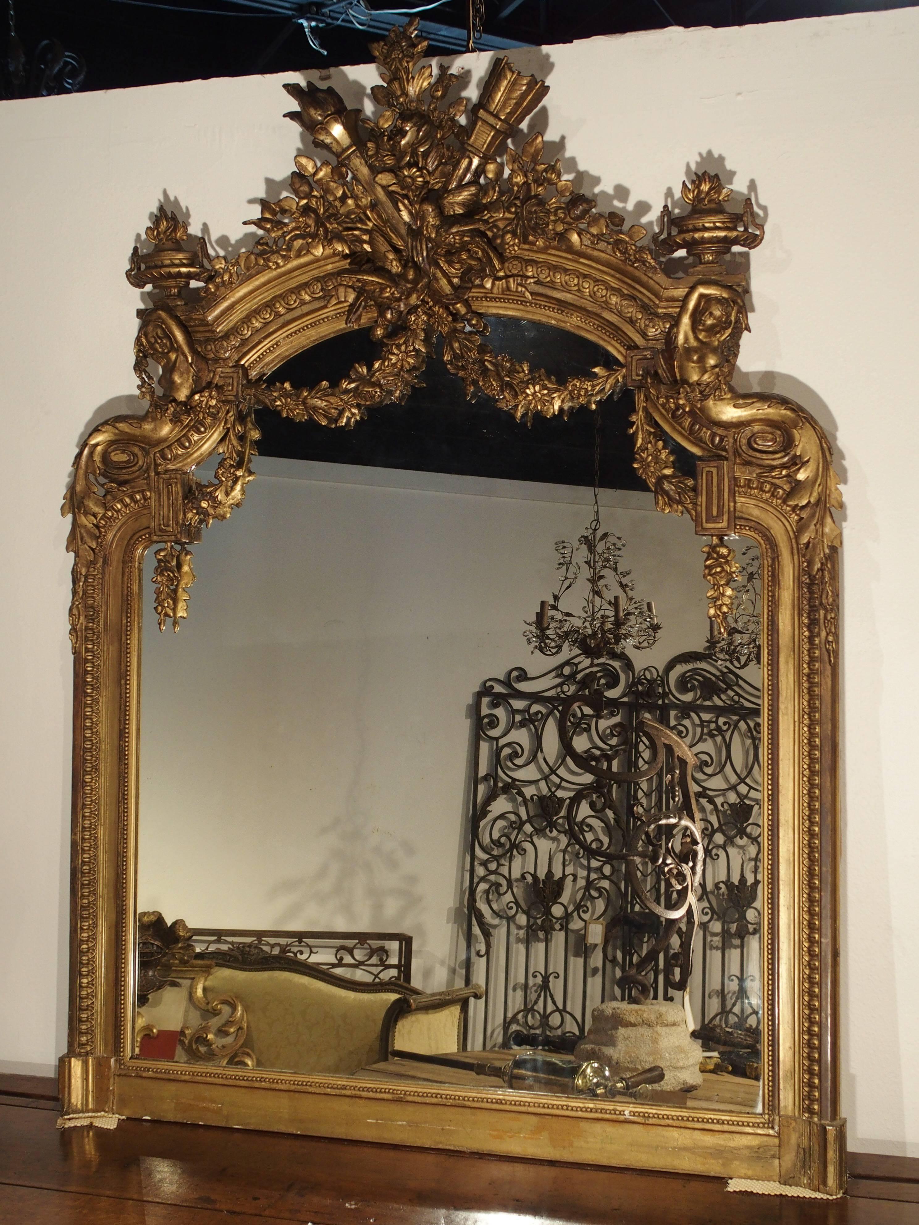 Antique Giltwood Louis XVI Style Mirror from France, circa 1870 5