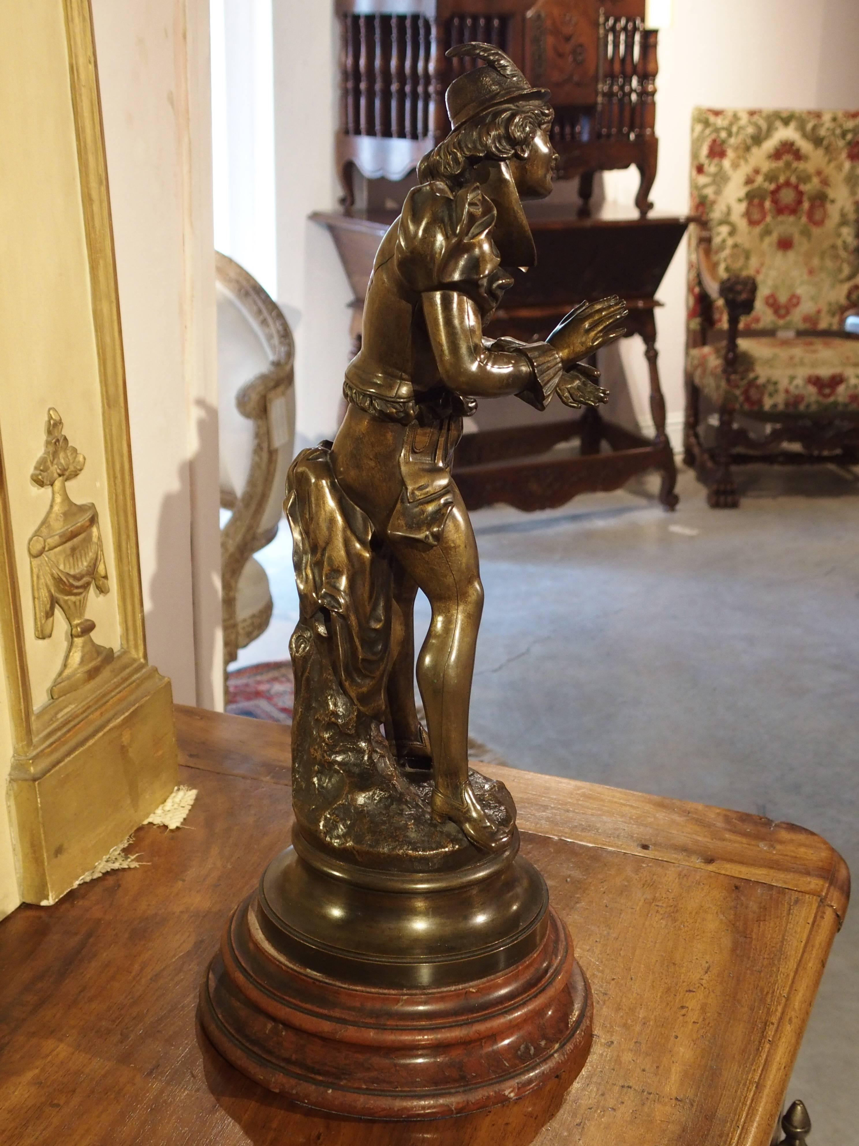 Antique European Patinated Bronze Statue on Marble Base 5