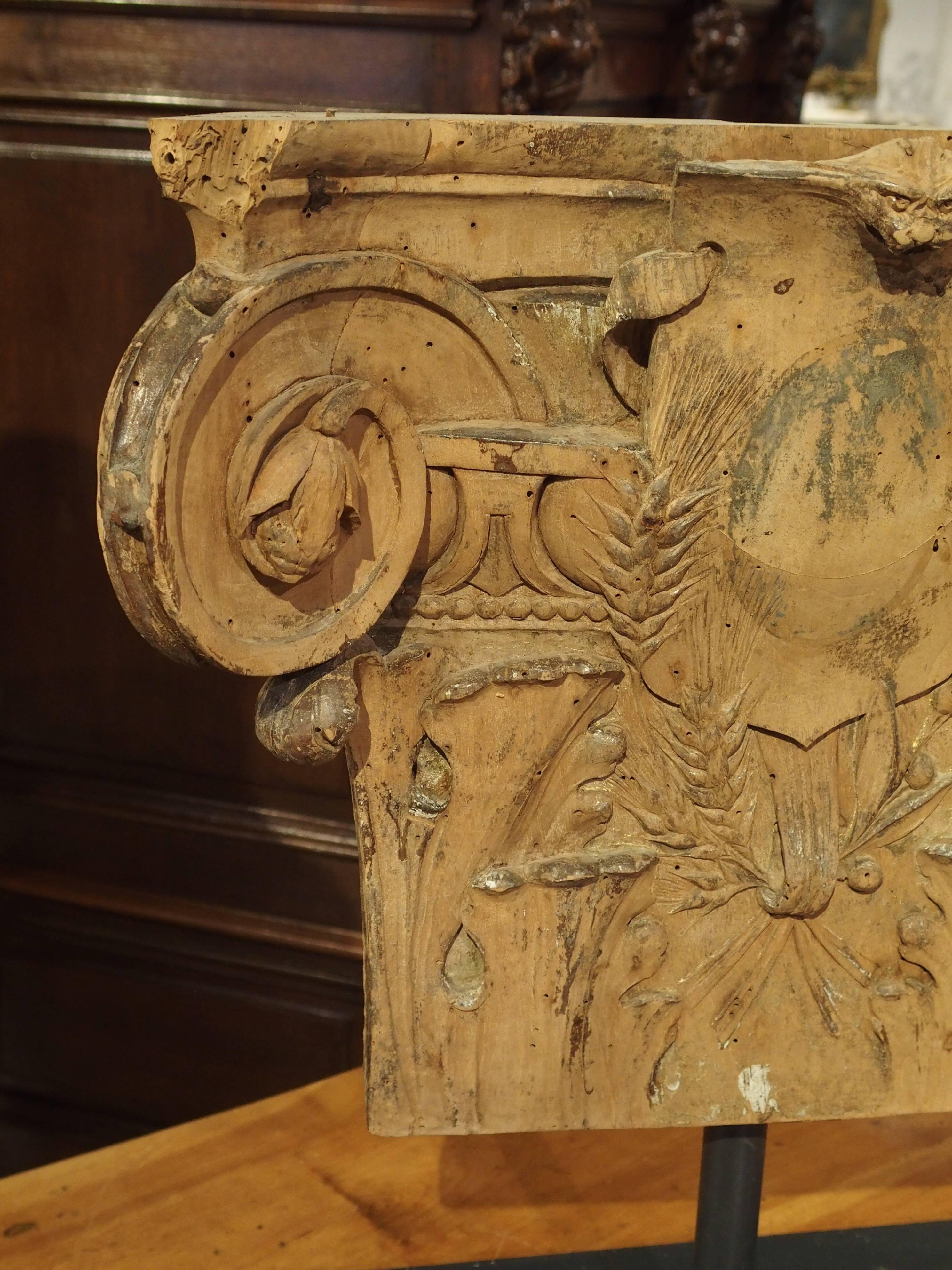 Classical Greek Stripped and Mounted Antique Pilaster Capital from France, circa 1850