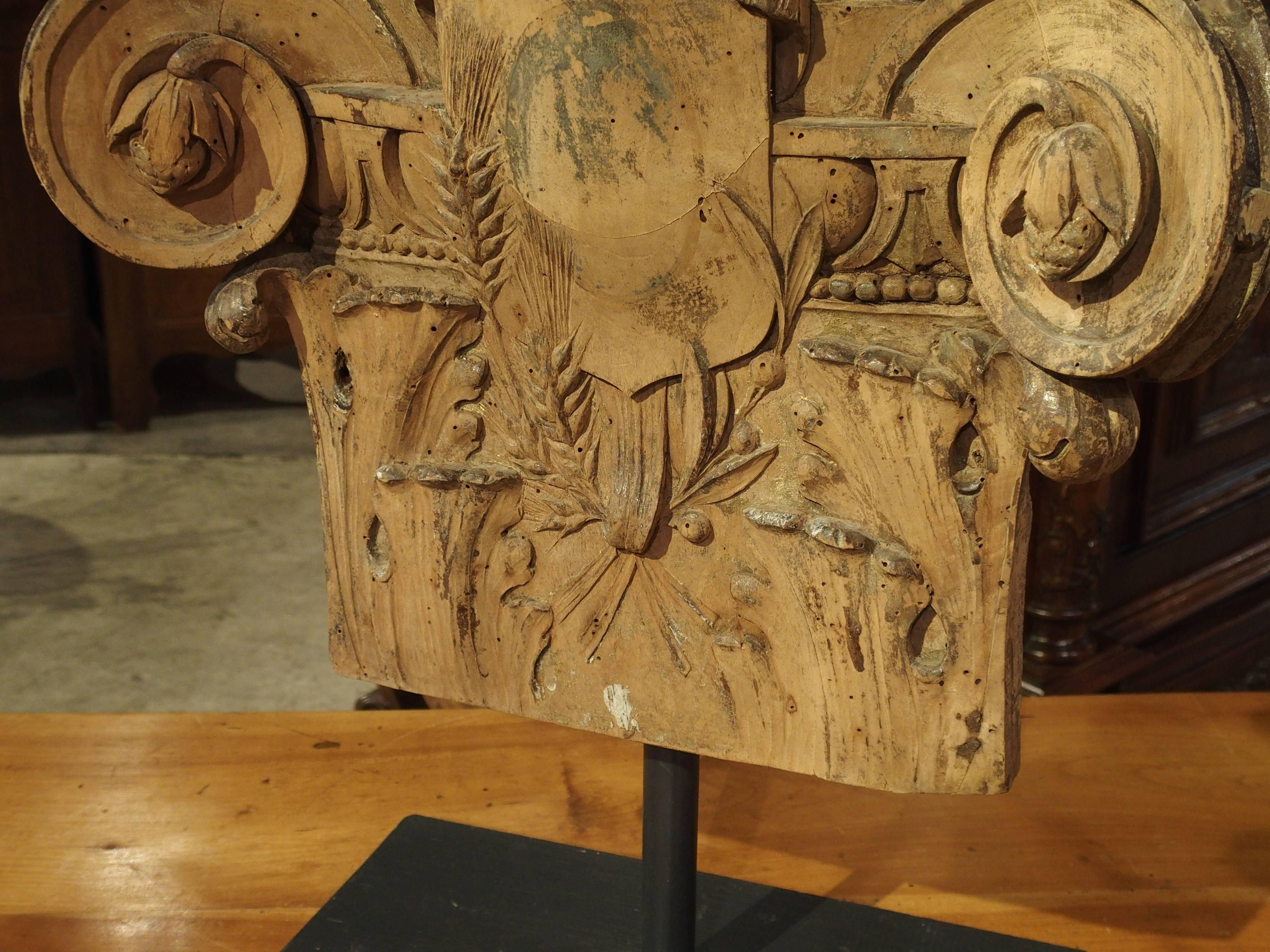 Stripped and Mounted Antique Pilaster Capital from France, circa 1850 In Good Condition In Dallas, TX