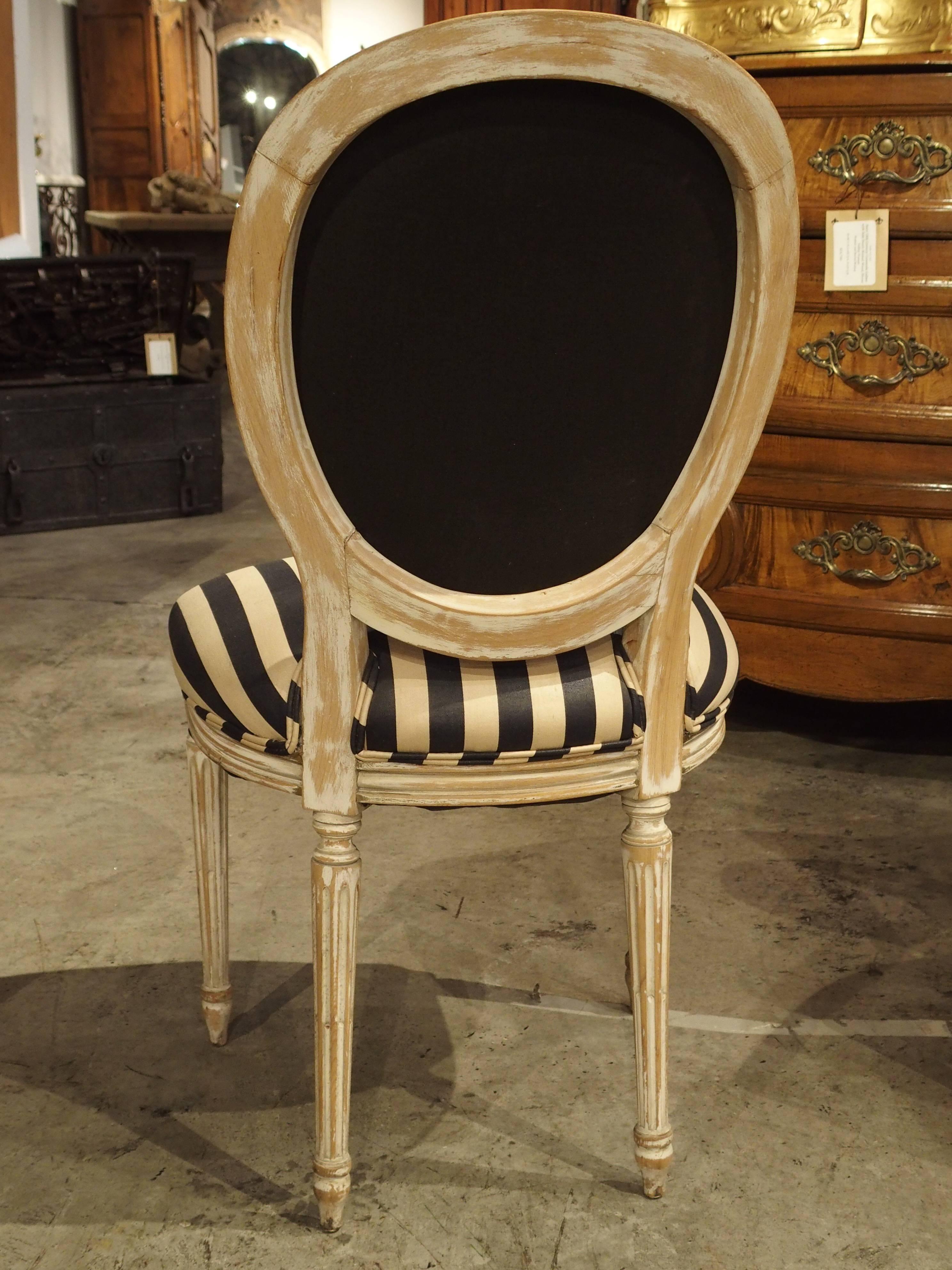 French Pair of Parcel Painted Antique Louis XVI Style Side Chairs