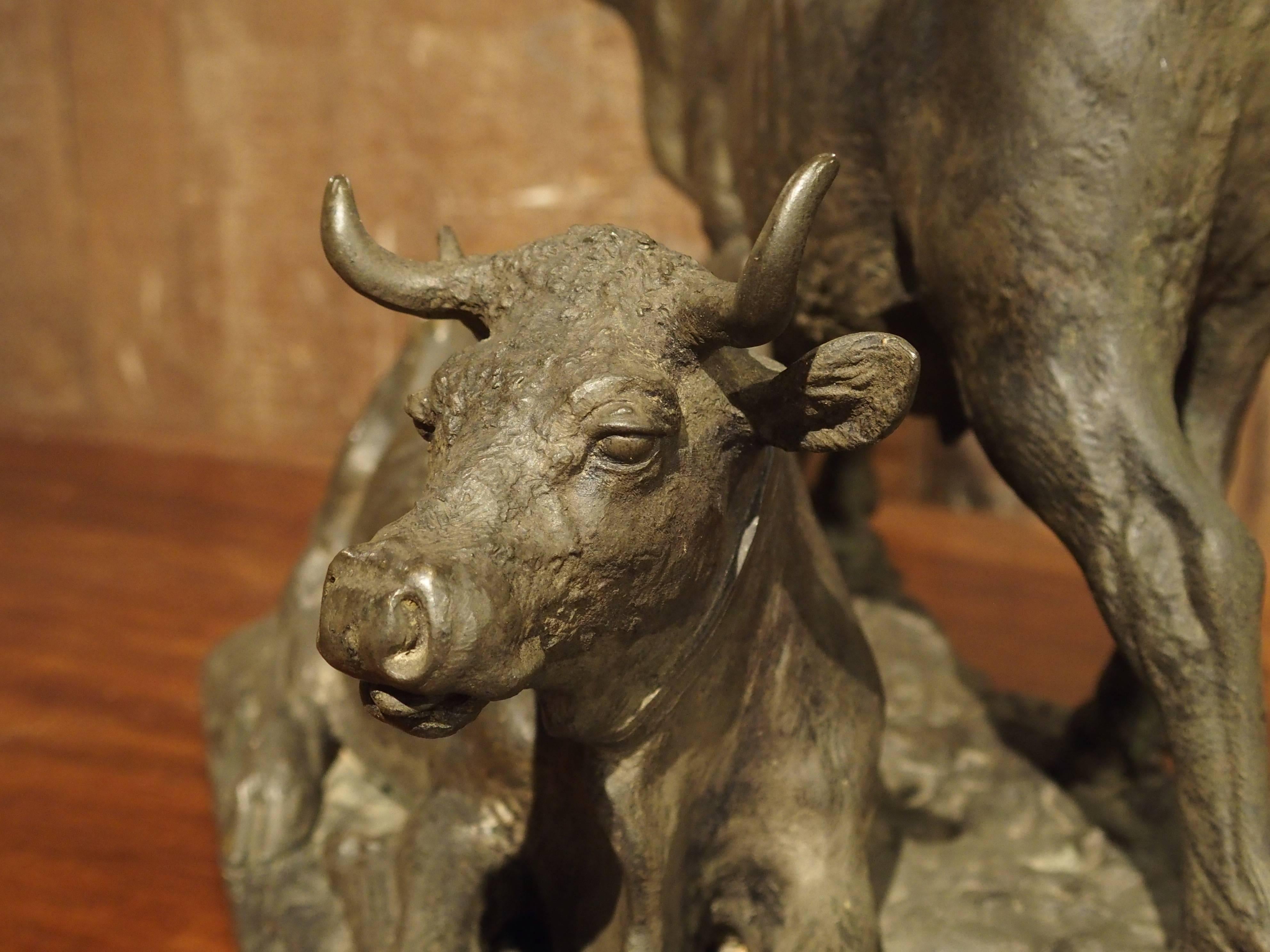 Antique French Bronze of a Bull and Cow, Christophe Fratin, Early to Mid 1800s 1