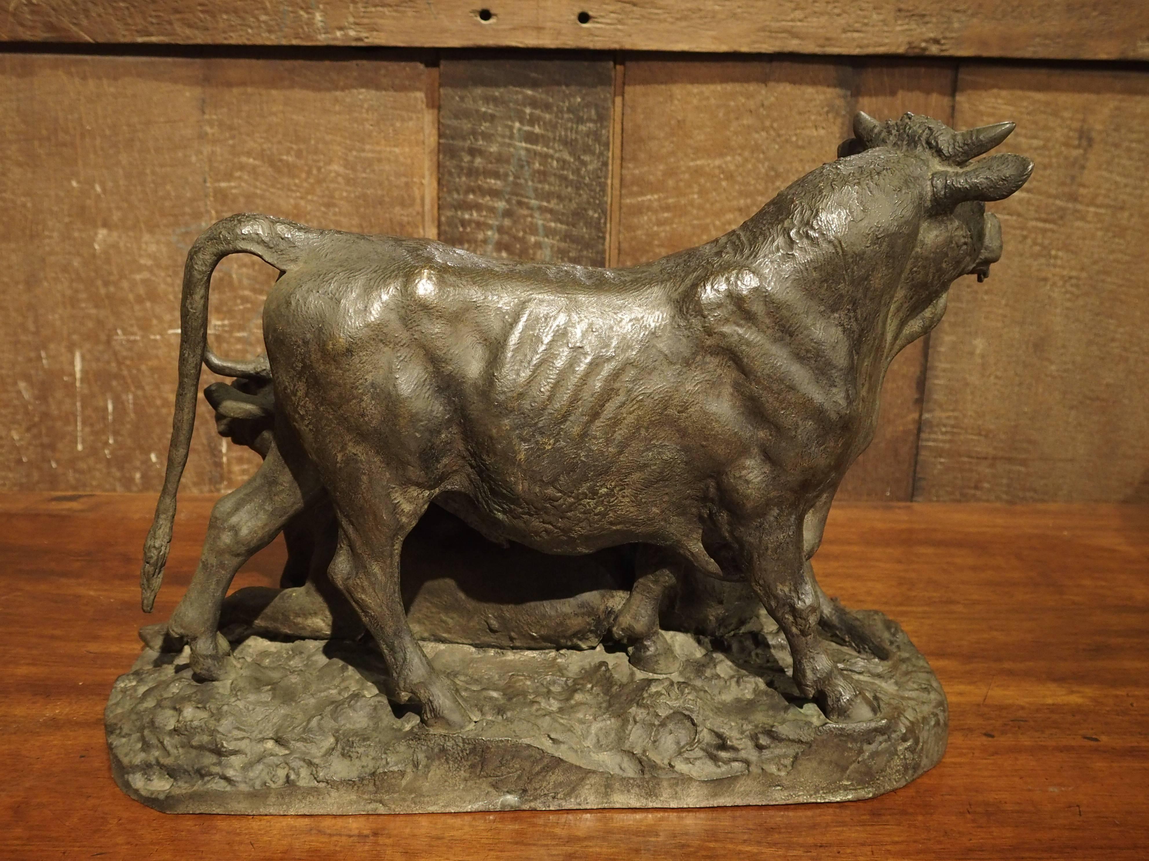 Antique French Bronze of a Bull and Cow, Christophe Fratin, Early to Mid 1800s 5