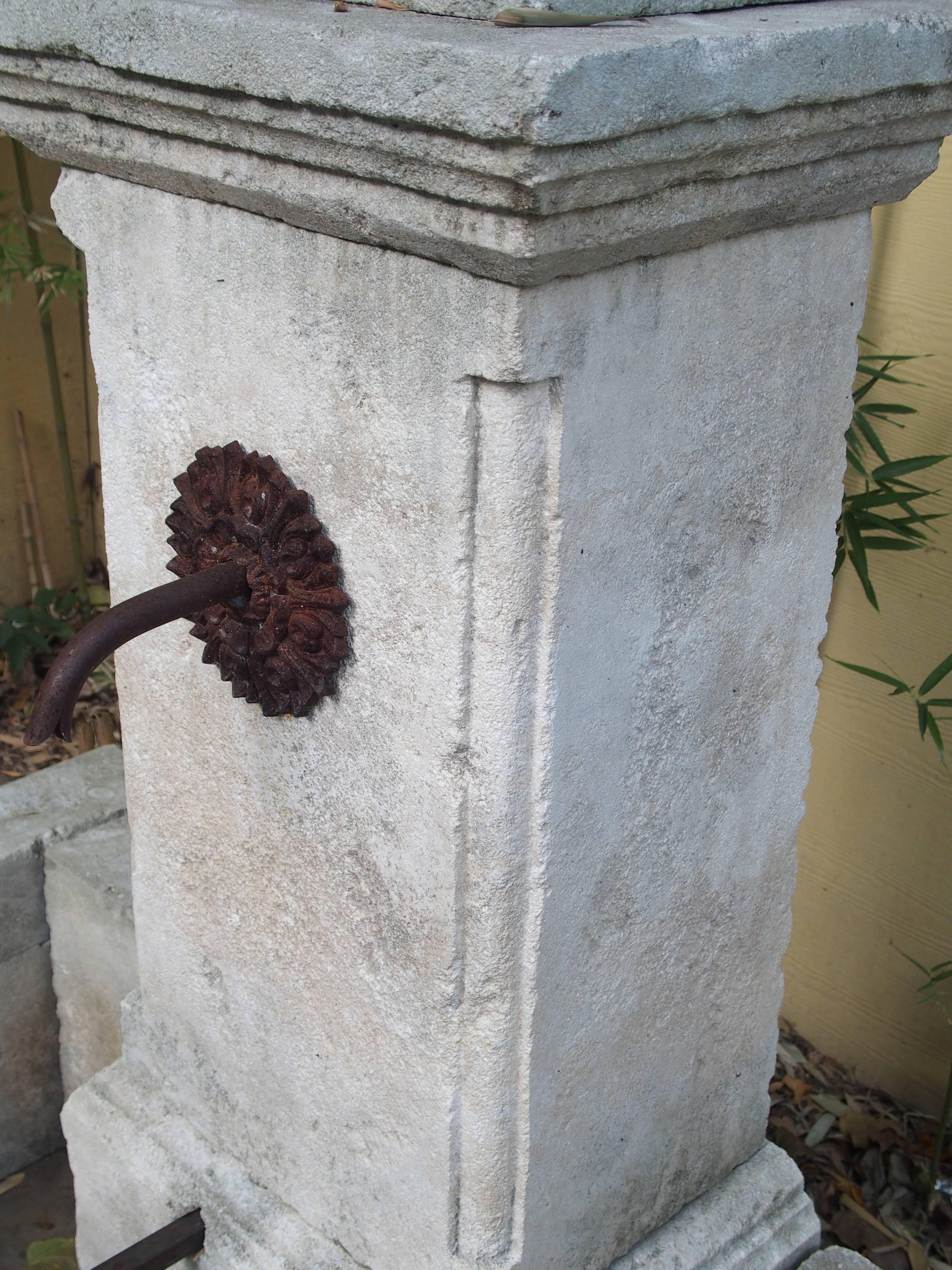 French Carved Limestone Wall Fountain from France