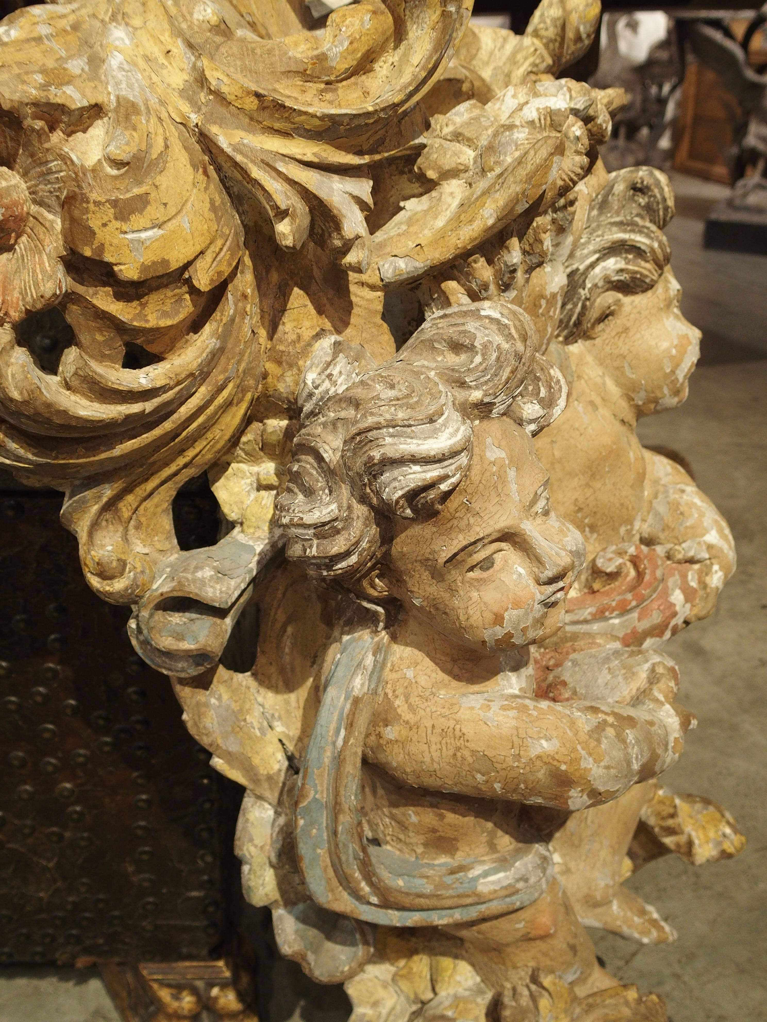 Carved 18th Century Polychromed Architectural Carving from Italy