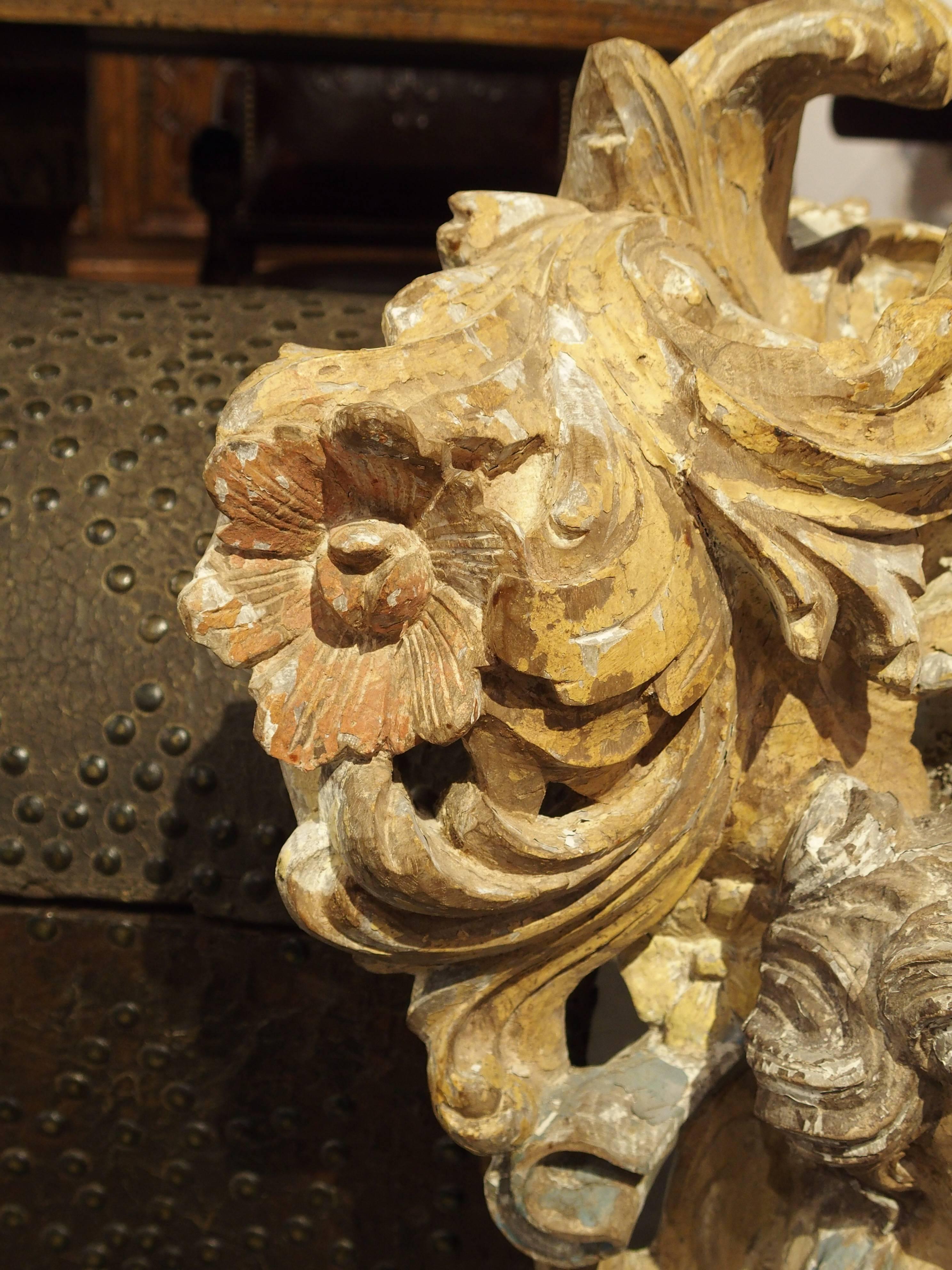 Oak 18th Century Polychromed Architectural Carving from Italy