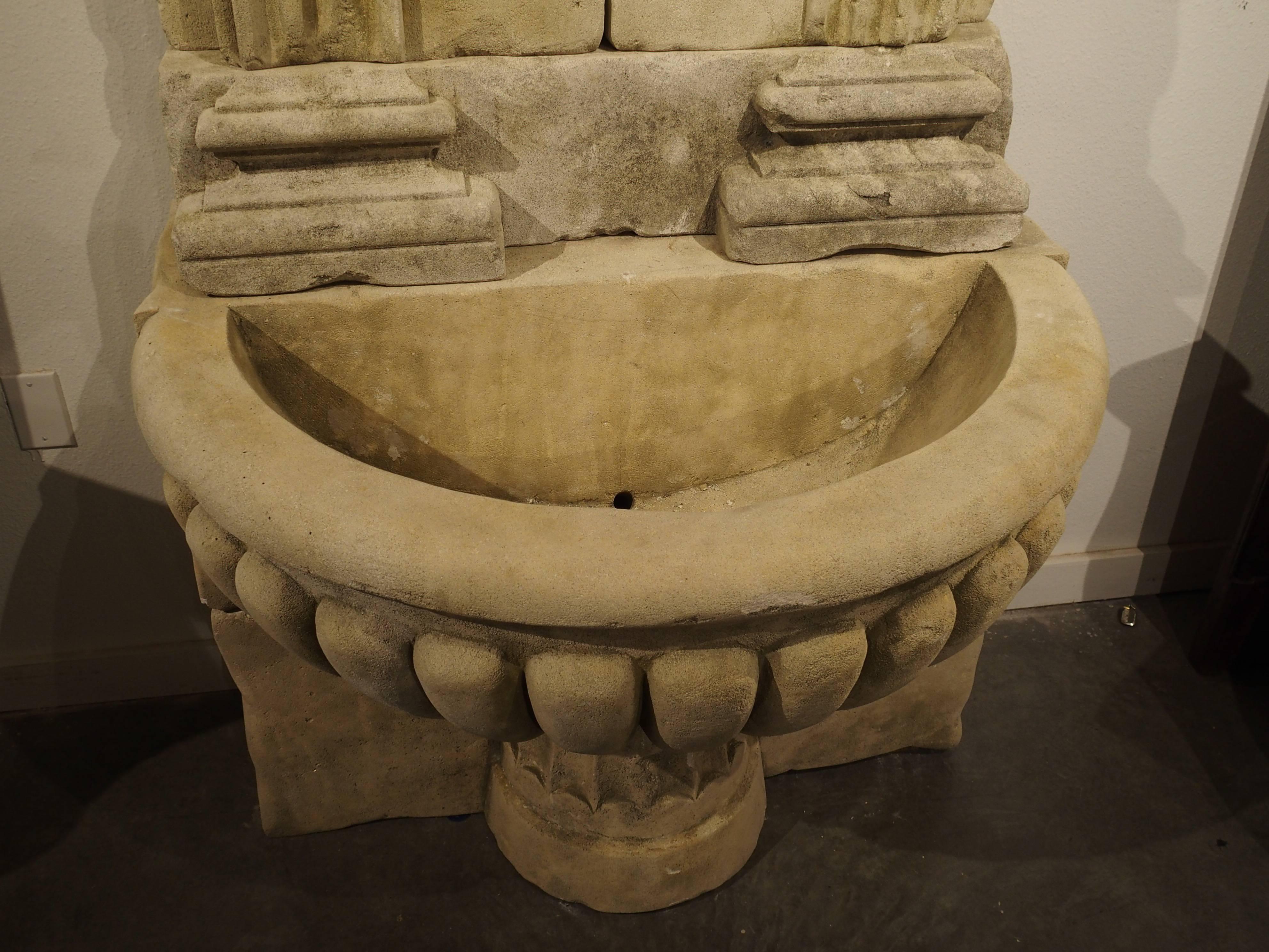 Large Carved Limestone Wall Fountain from France 3