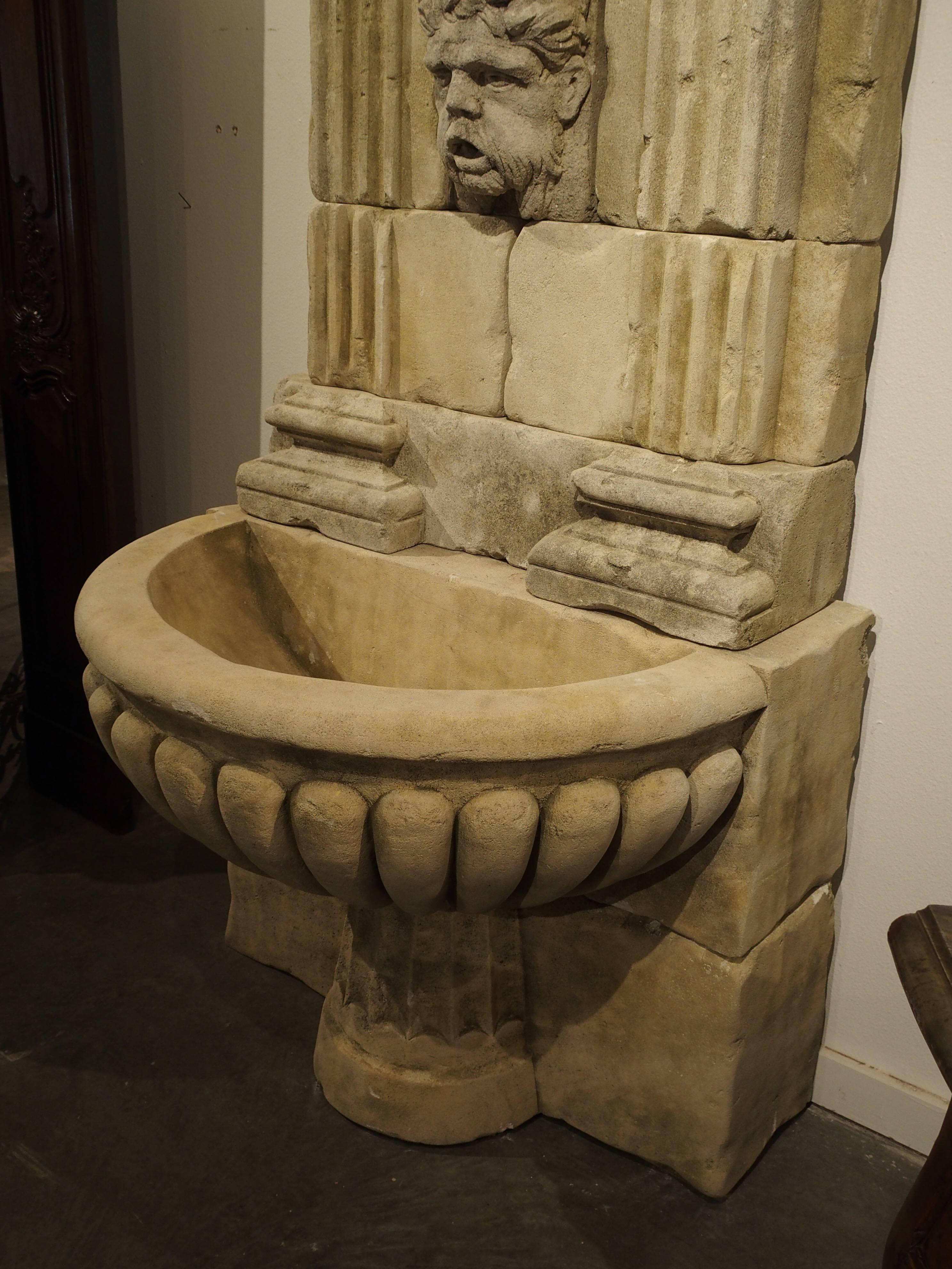 Large Carved Limestone Wall Fountain from France 4