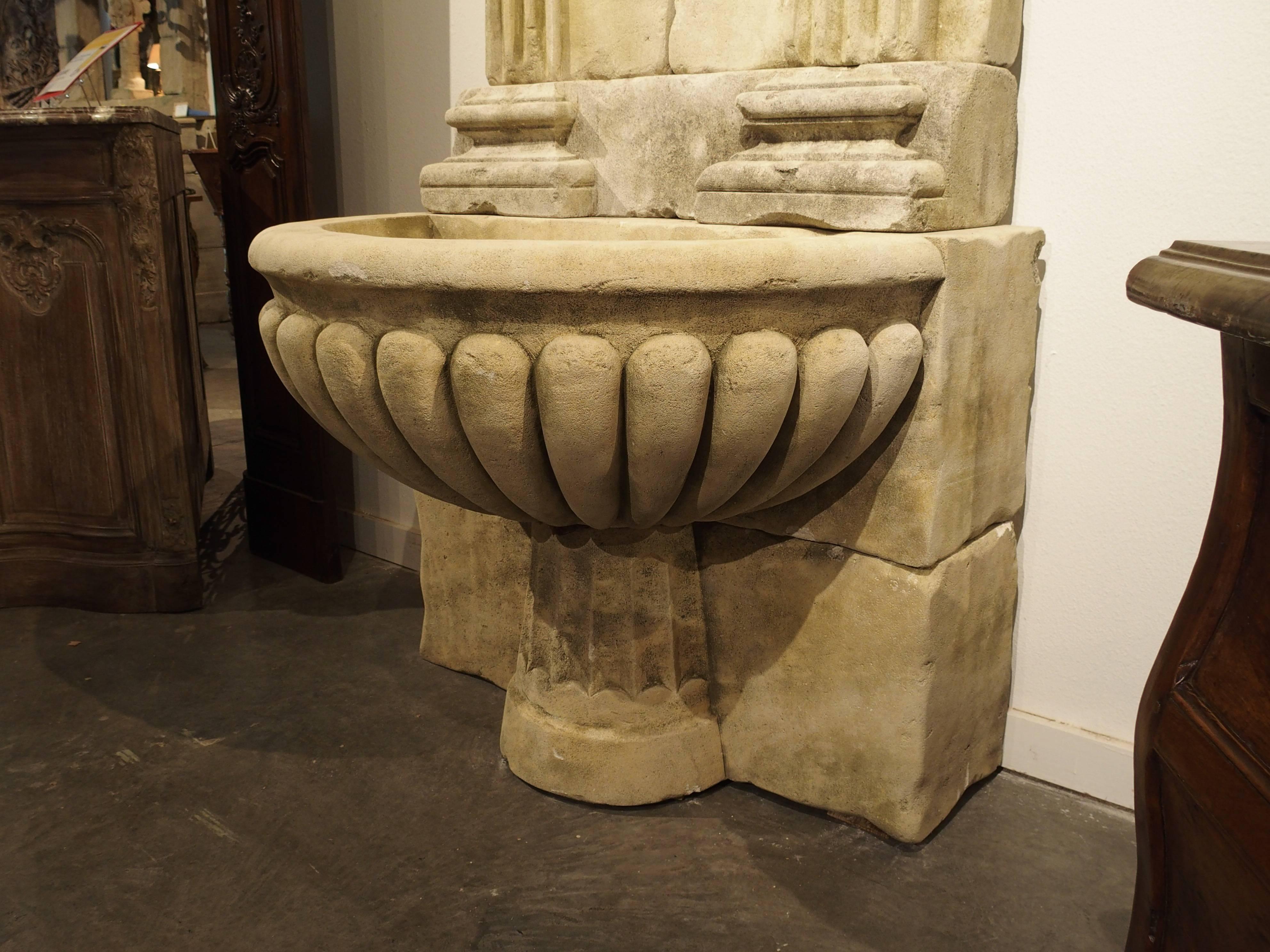 Large Carved Limestone Wall Fountain from France 5