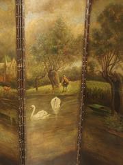 Antique Painted Leather Screen with Nailhead Surround, Northern France