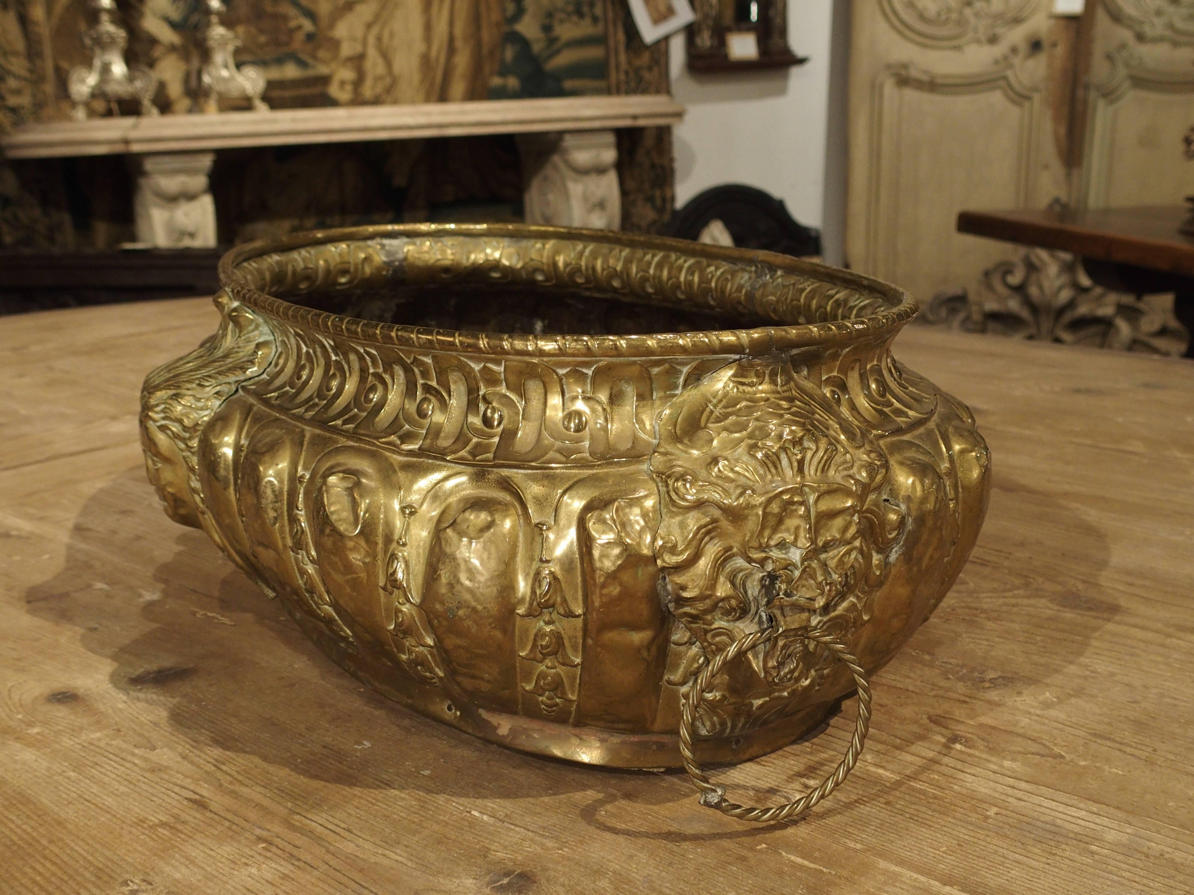 Large Antique Brass Jardiniere from France, circa 1860 1