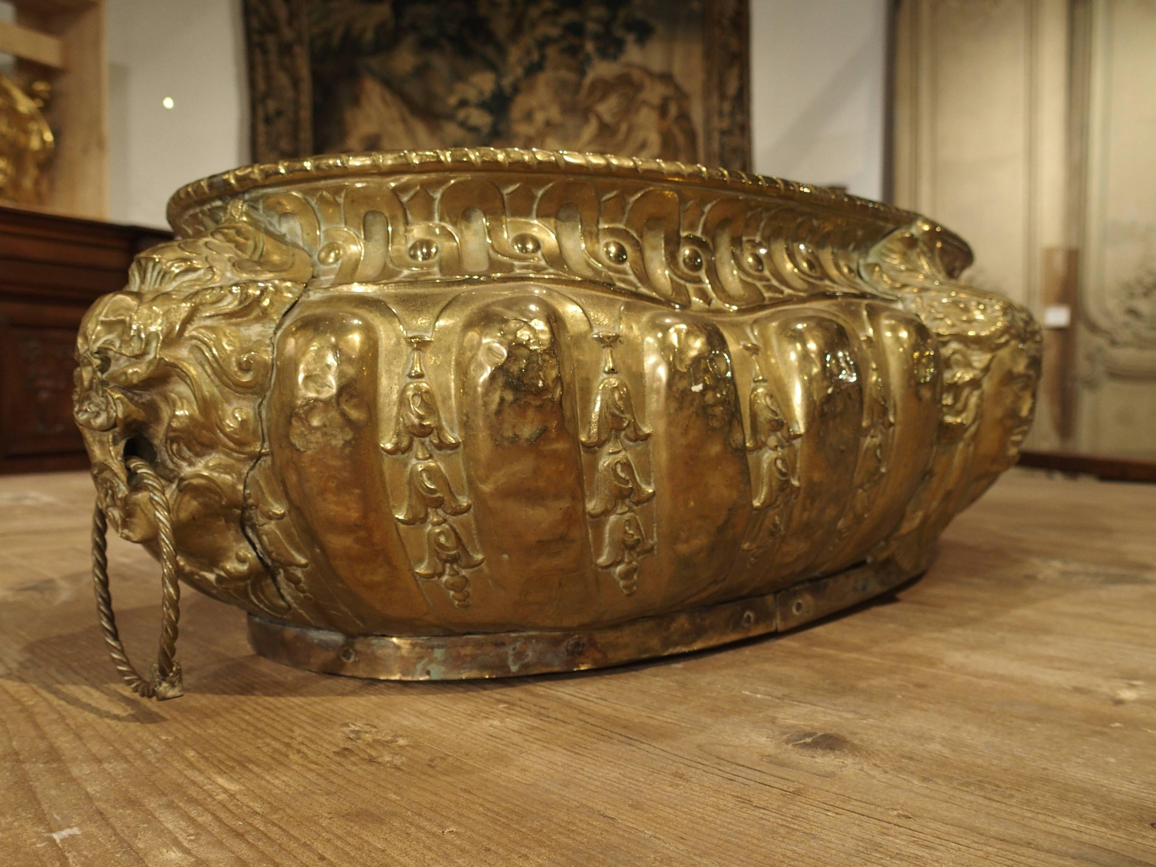 Large Antique Brass Jardiniere from France, circa 1860 2