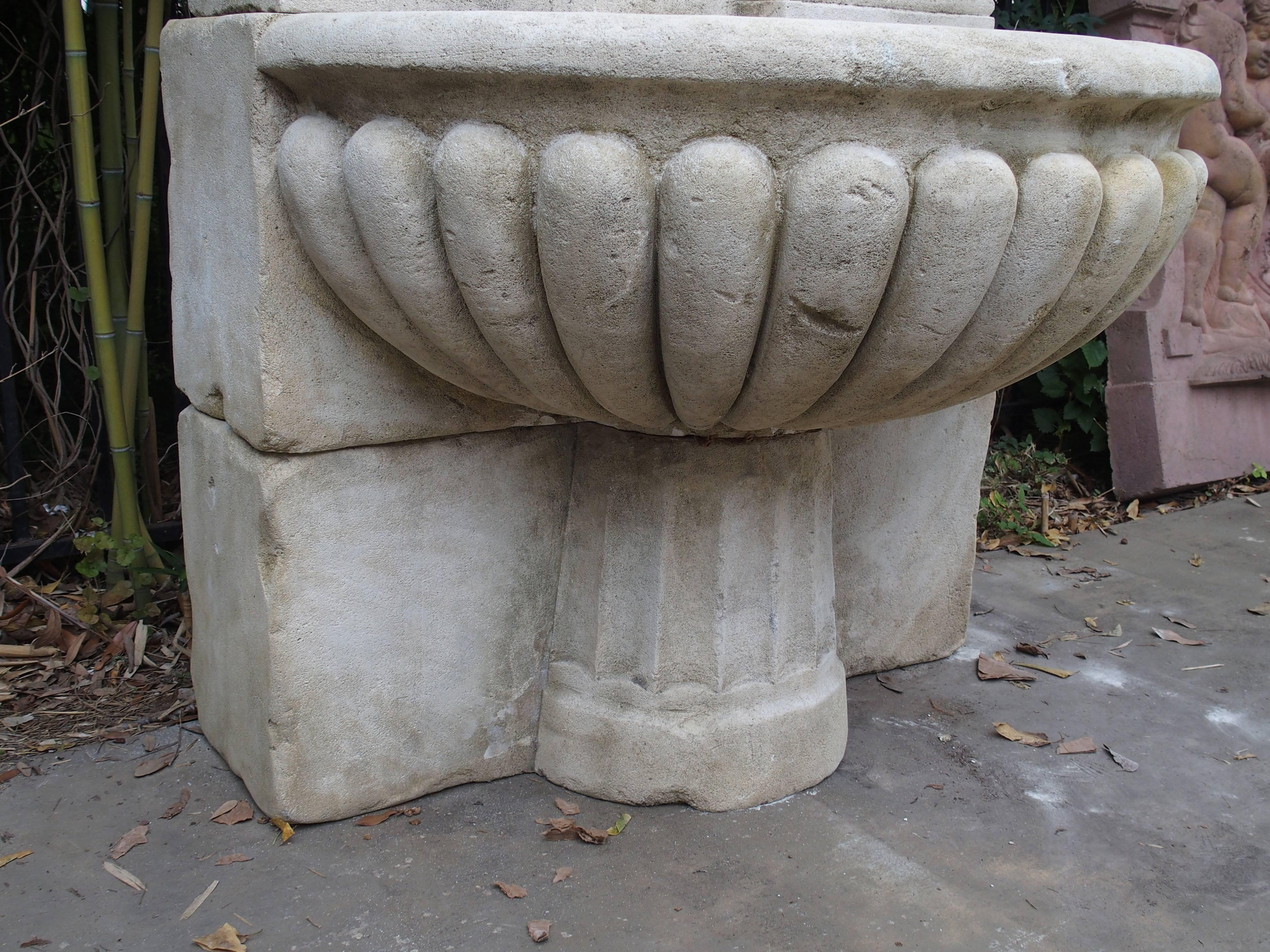 Large Carved Limestone Wall Fountain from France 1