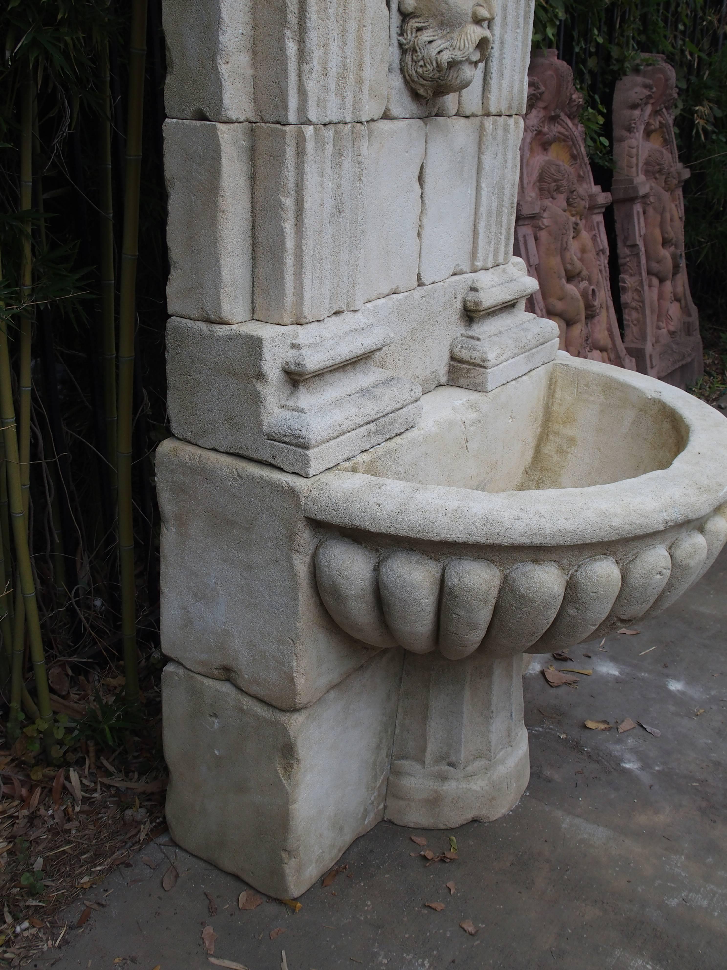 Large Carved Limestone Wall Fountain from France 2