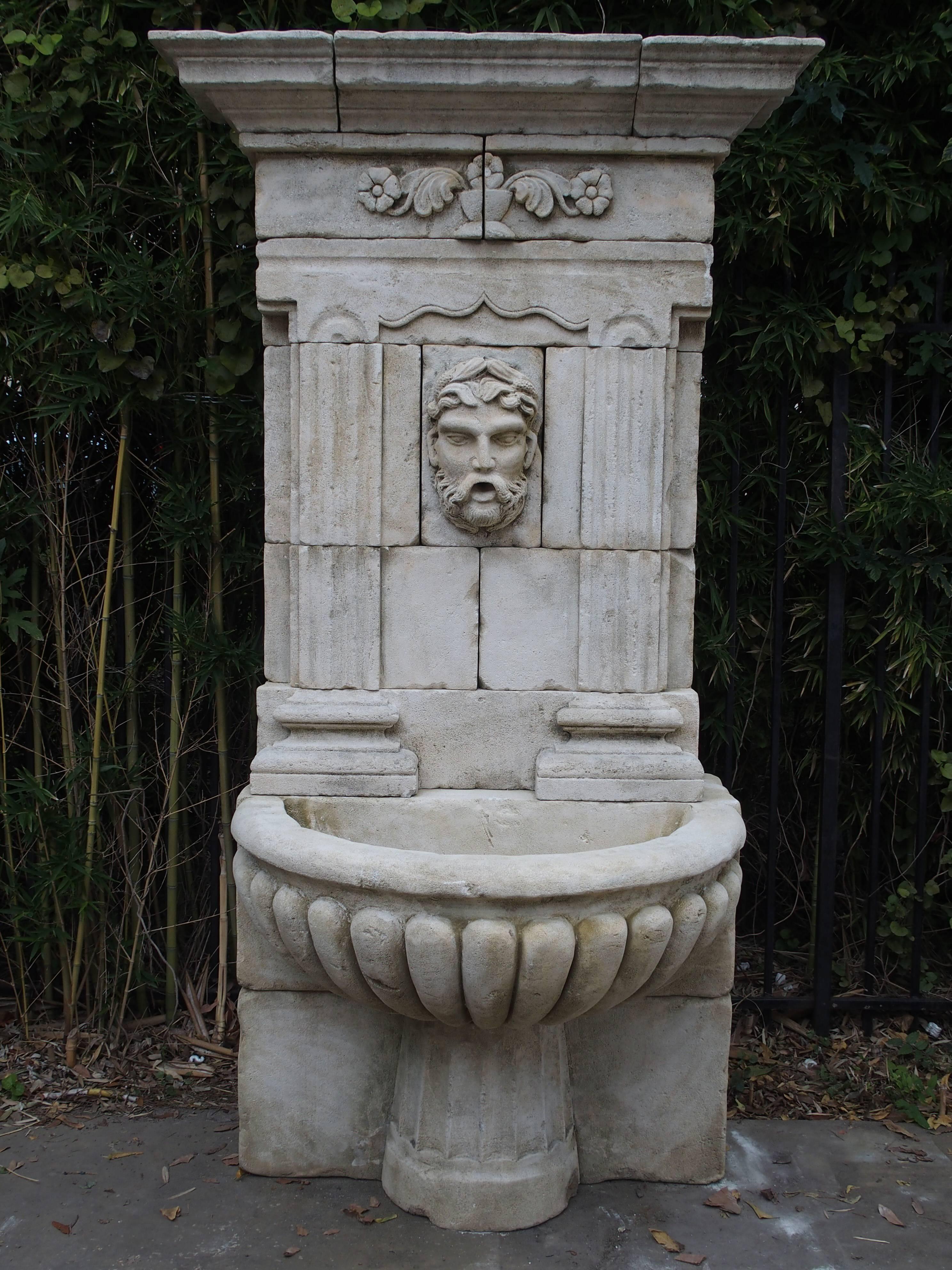 Large Carved Limestone Wall Fountain from France 3