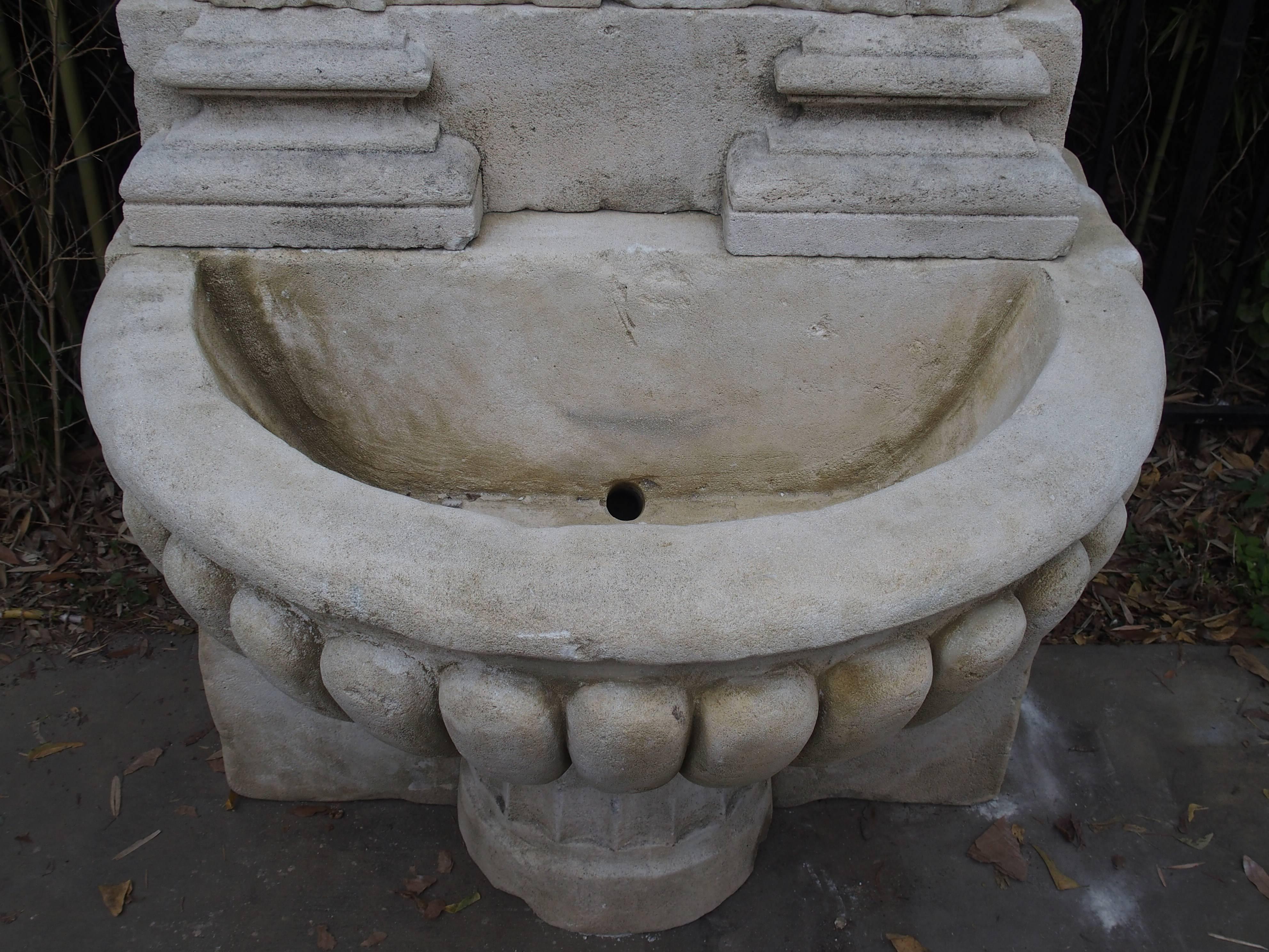 Large Carved Limestone Wall Fountain from France 4