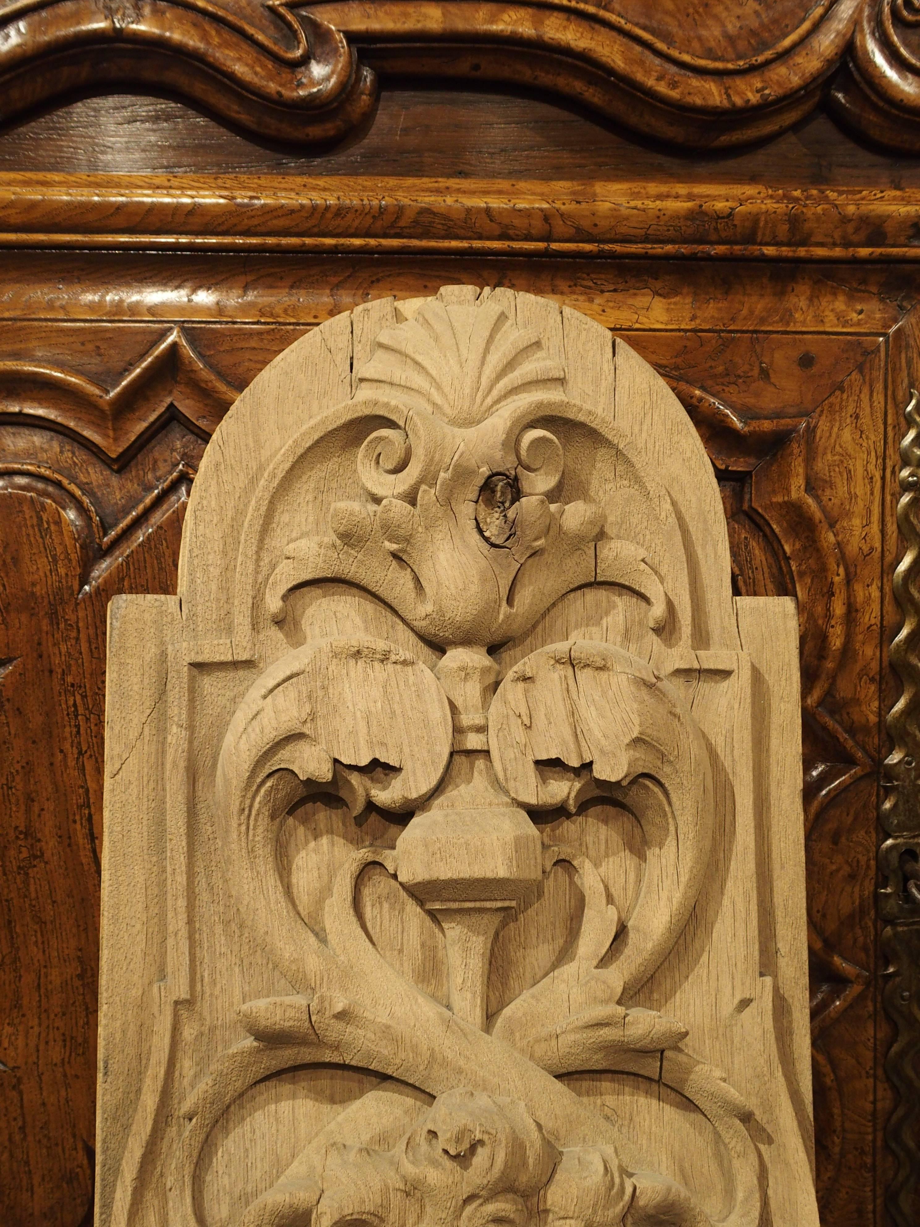 17th Century Door Carved Oak Knocker Backing from France 4