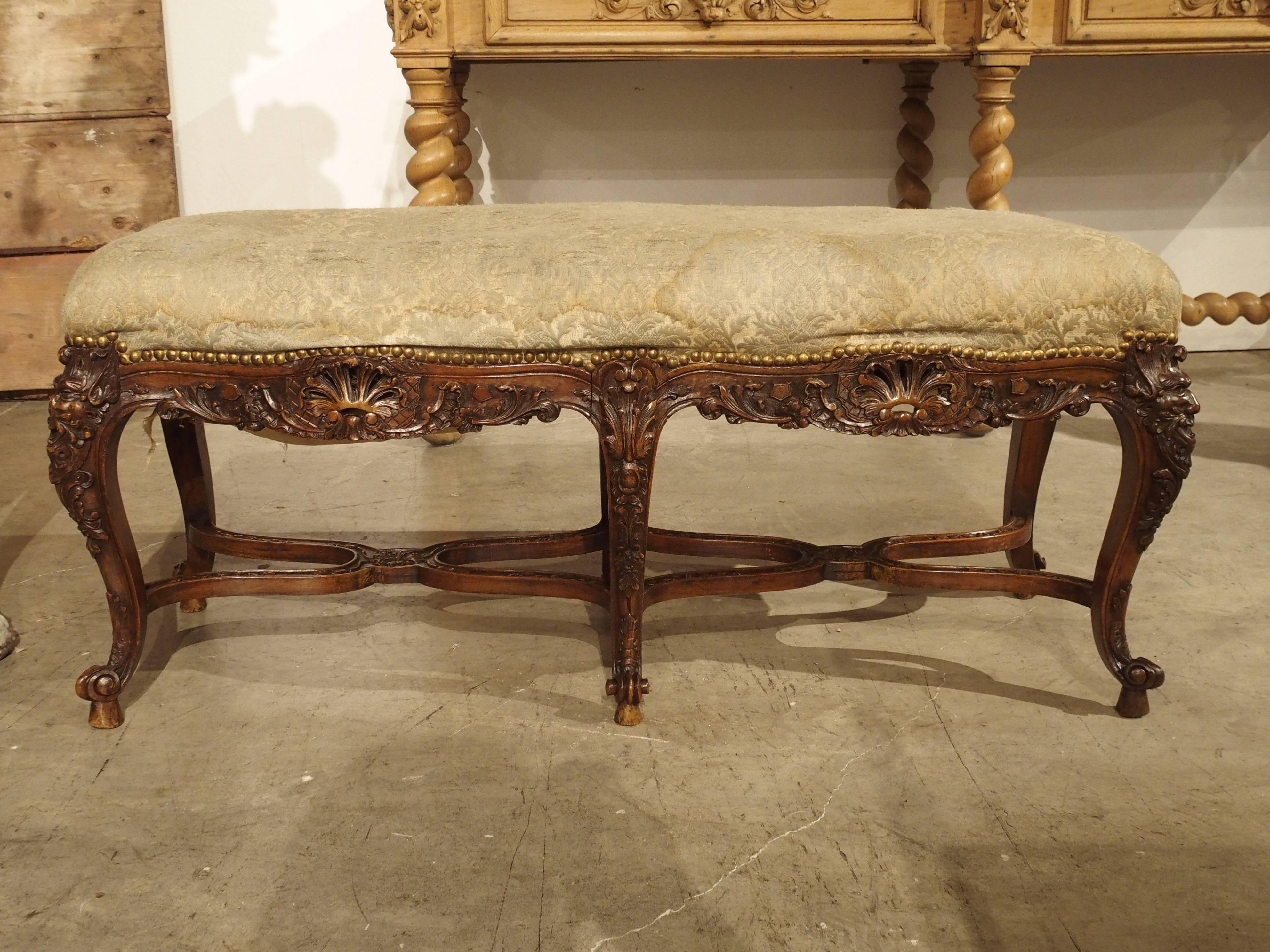 Antique Regence Style Bench from France, 19th Century In Good Condition In Dallas, TX