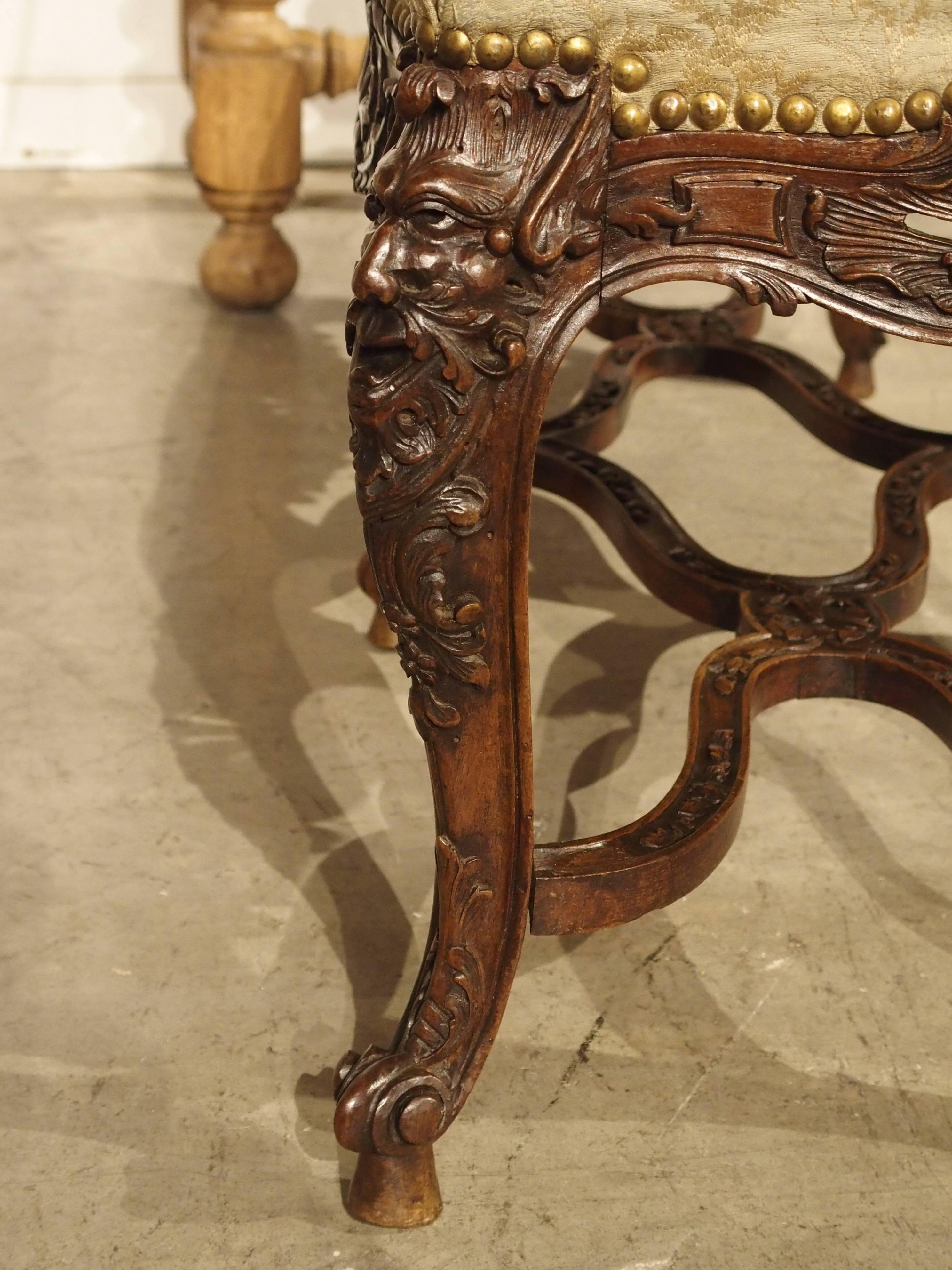 Beech Antique Regence Style Bench from France, 19th Century