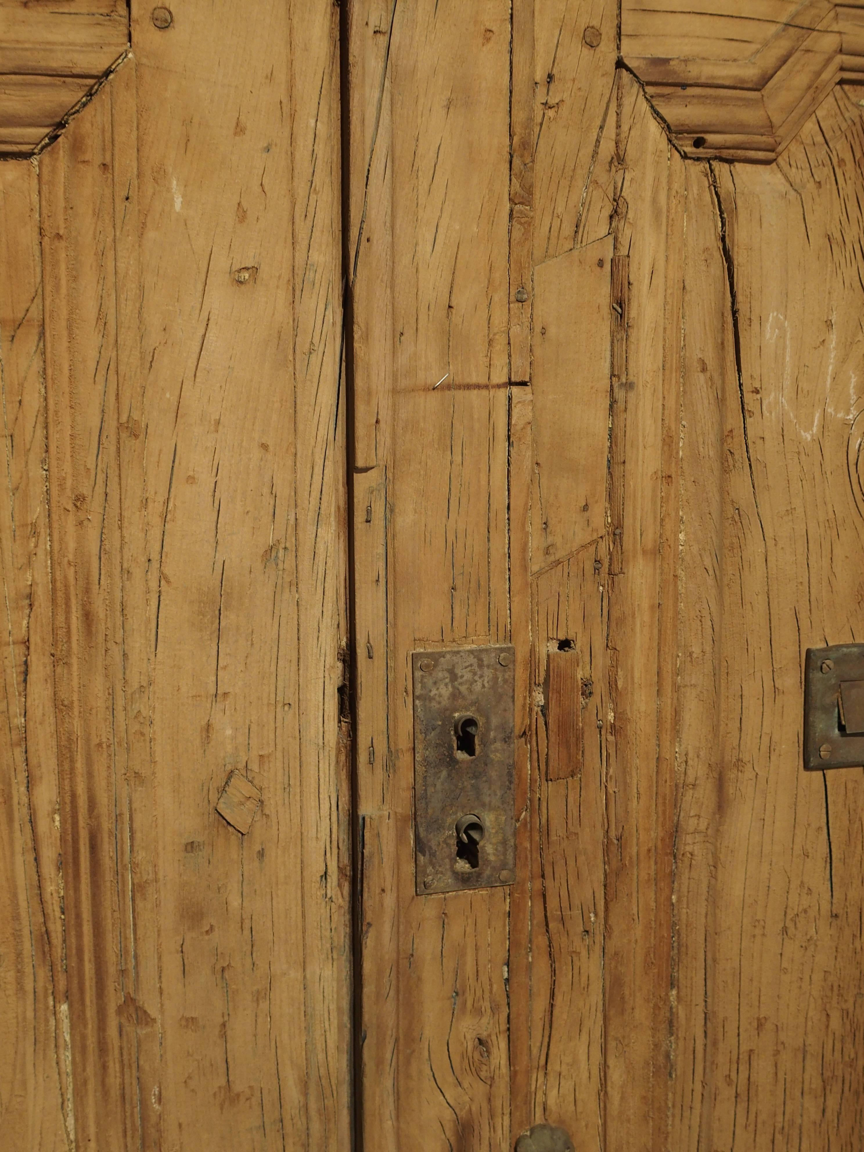 Hand-Carved Pair of Period Directoire Doors from France, Oak and Iron, Circa 1800