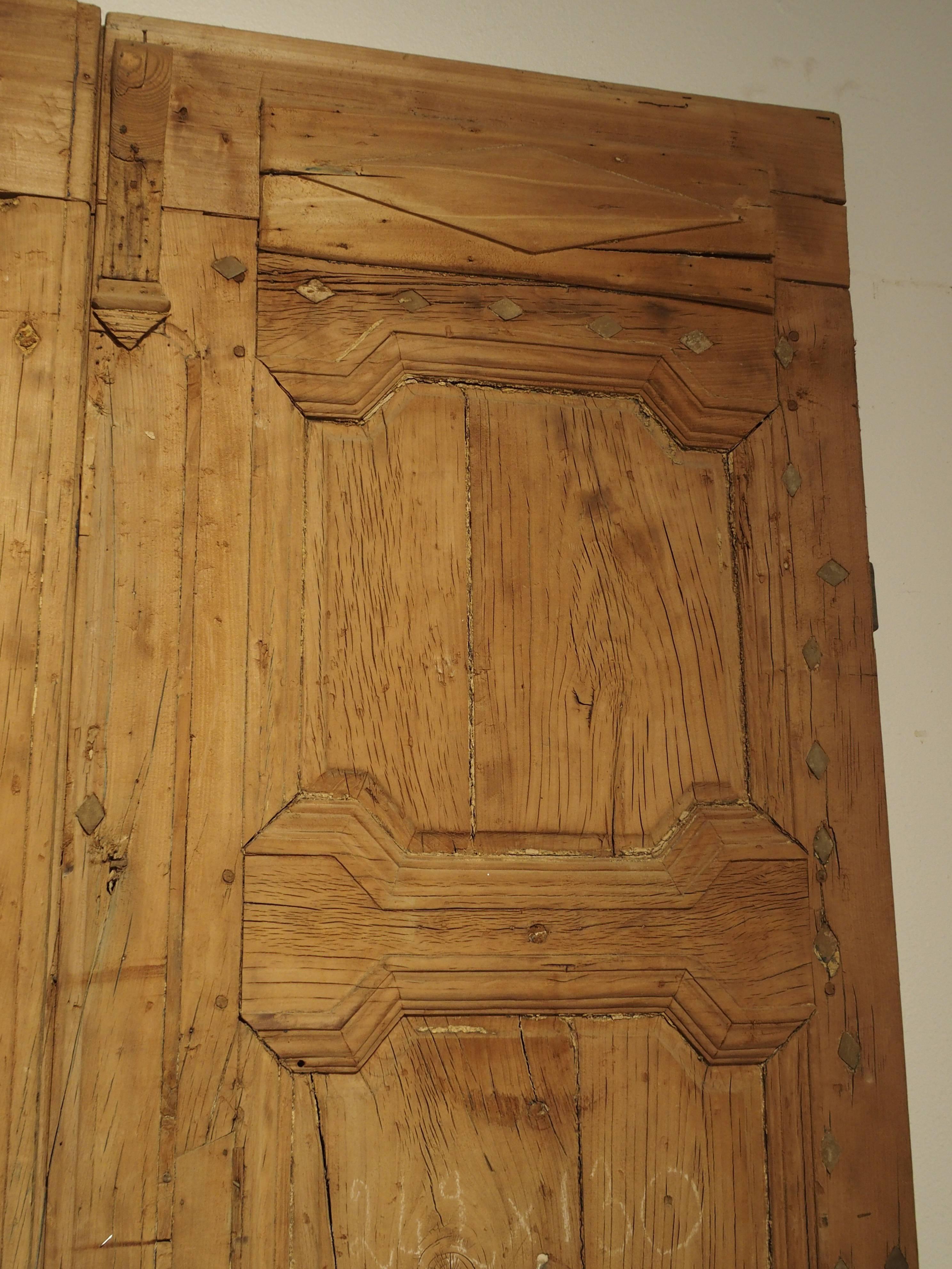 Pair of Period Directoire Doors from France, Oak and Iron, Circa 1800 In Fair Condition In Dallas, TX