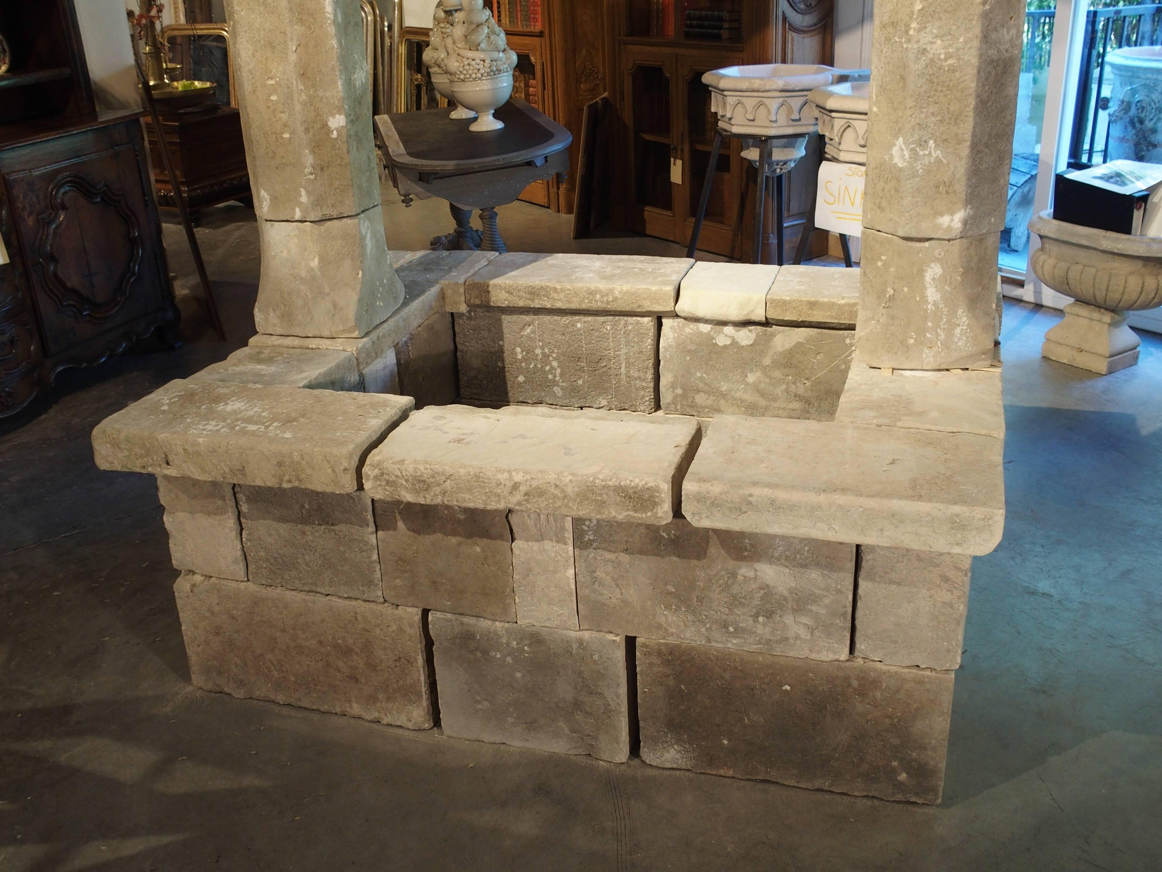 This elegant stone well is based on an antique well found in the Apulia region of Southern Italy. Apulia is known for having the richest archeological remains in Italy and was first colonized by the Mycenaean Greeks. The well has a rectangular basin
