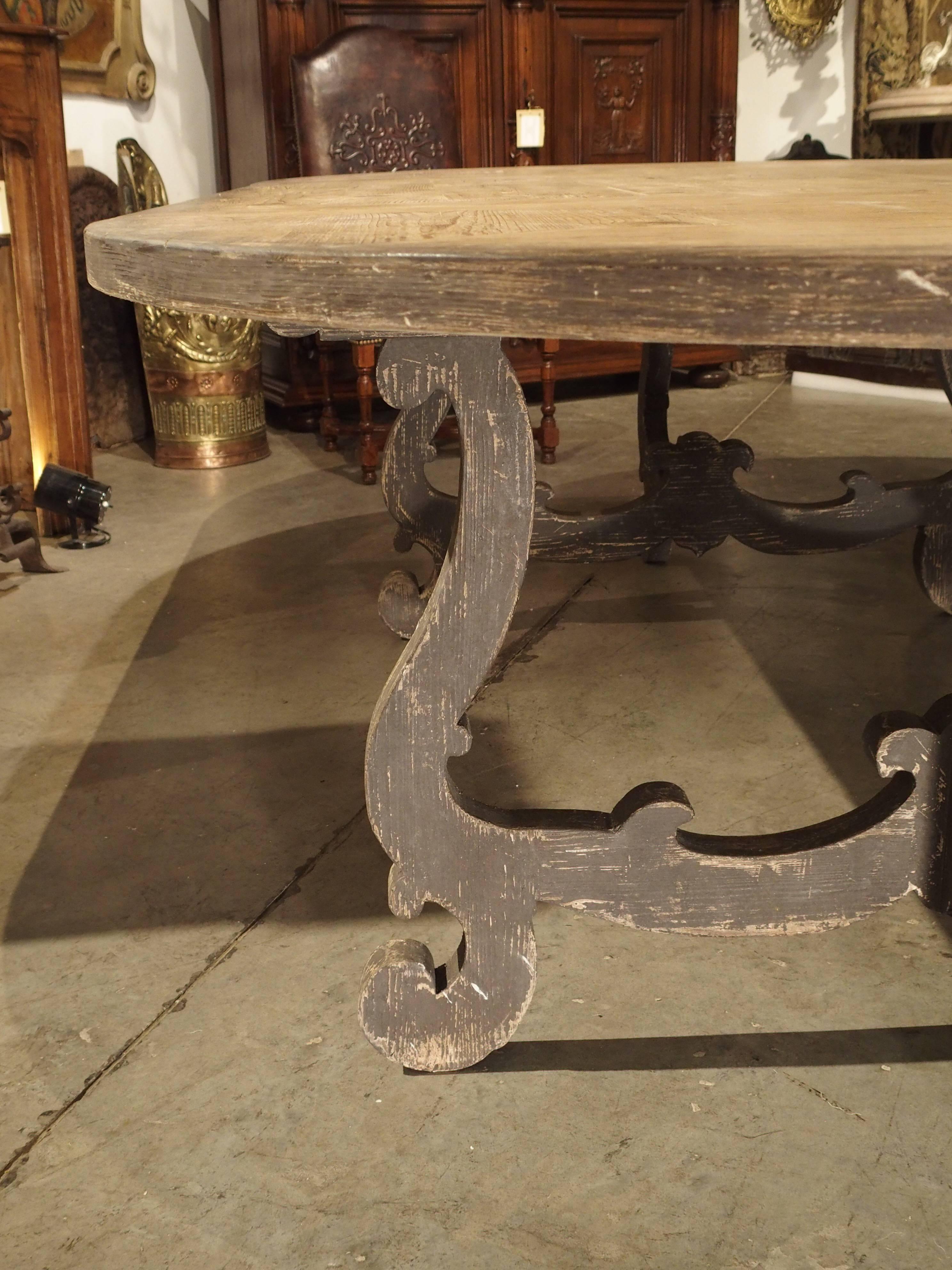 Italian Large Oval Pine Dining Table from Italy